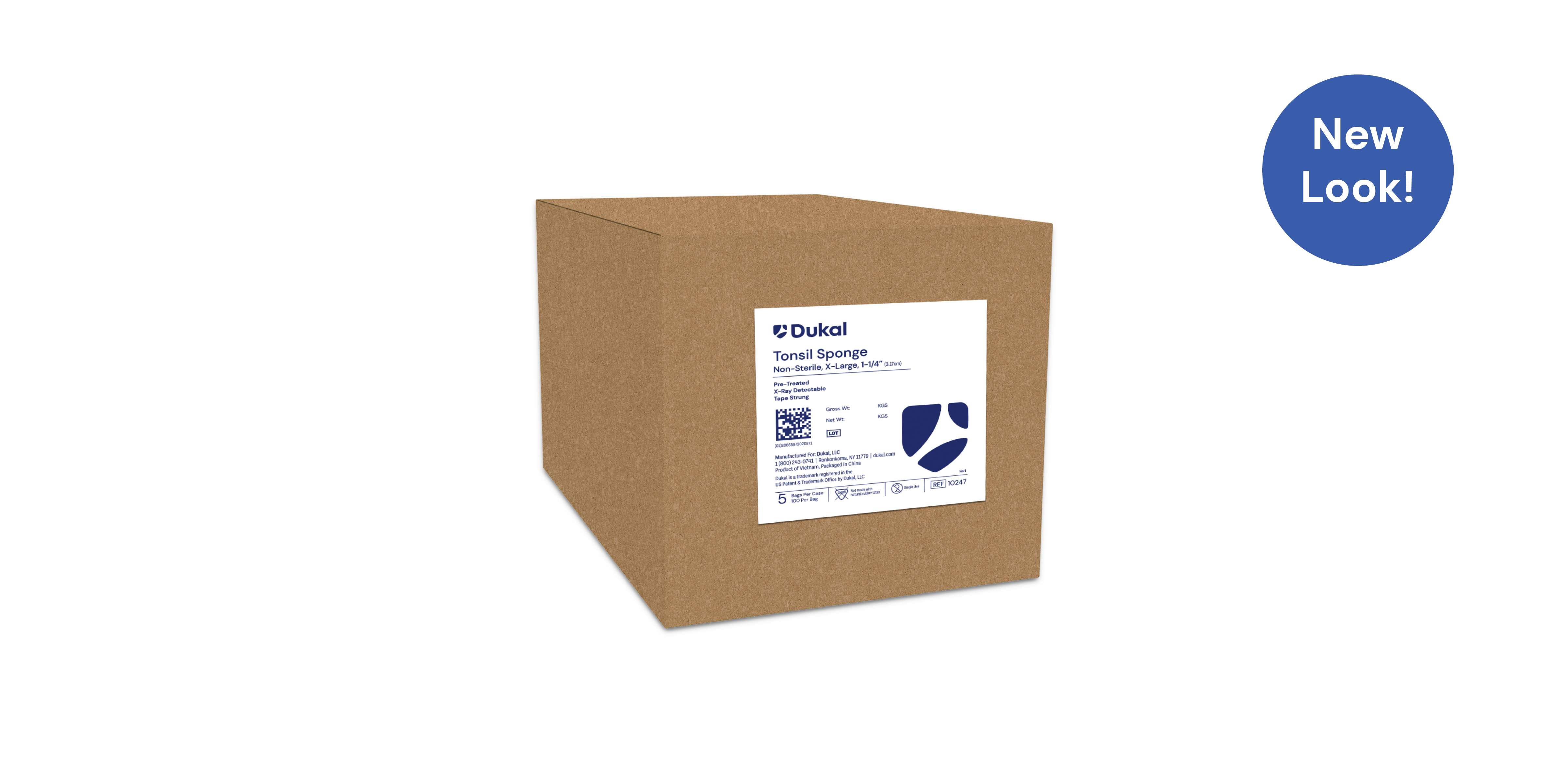 X-Ray Detectable Tonsil Sponges, X-Large, 1-1/4