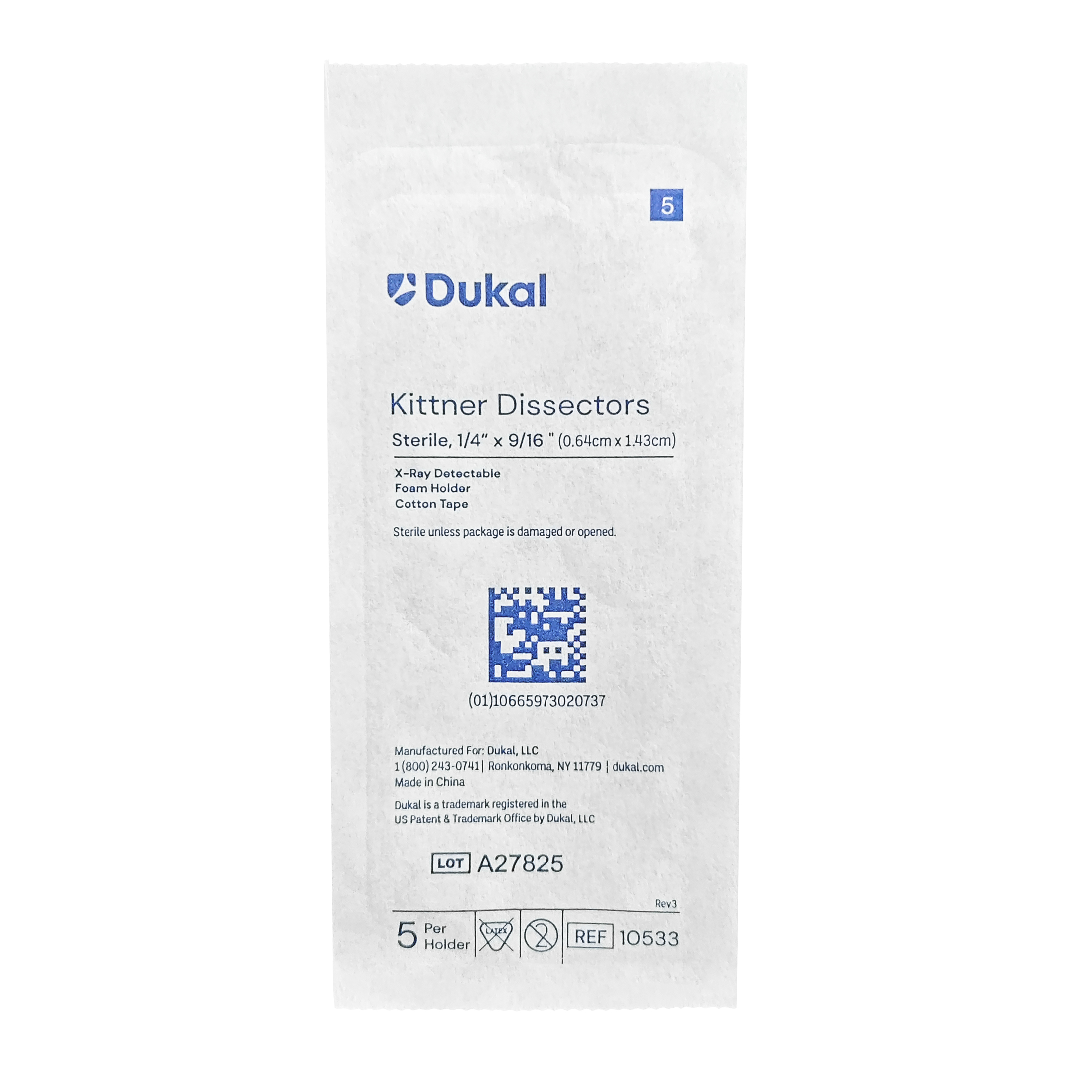 Sterile X-Ray Detectable Kittner Dissectors in C-5 Holder, 9/16