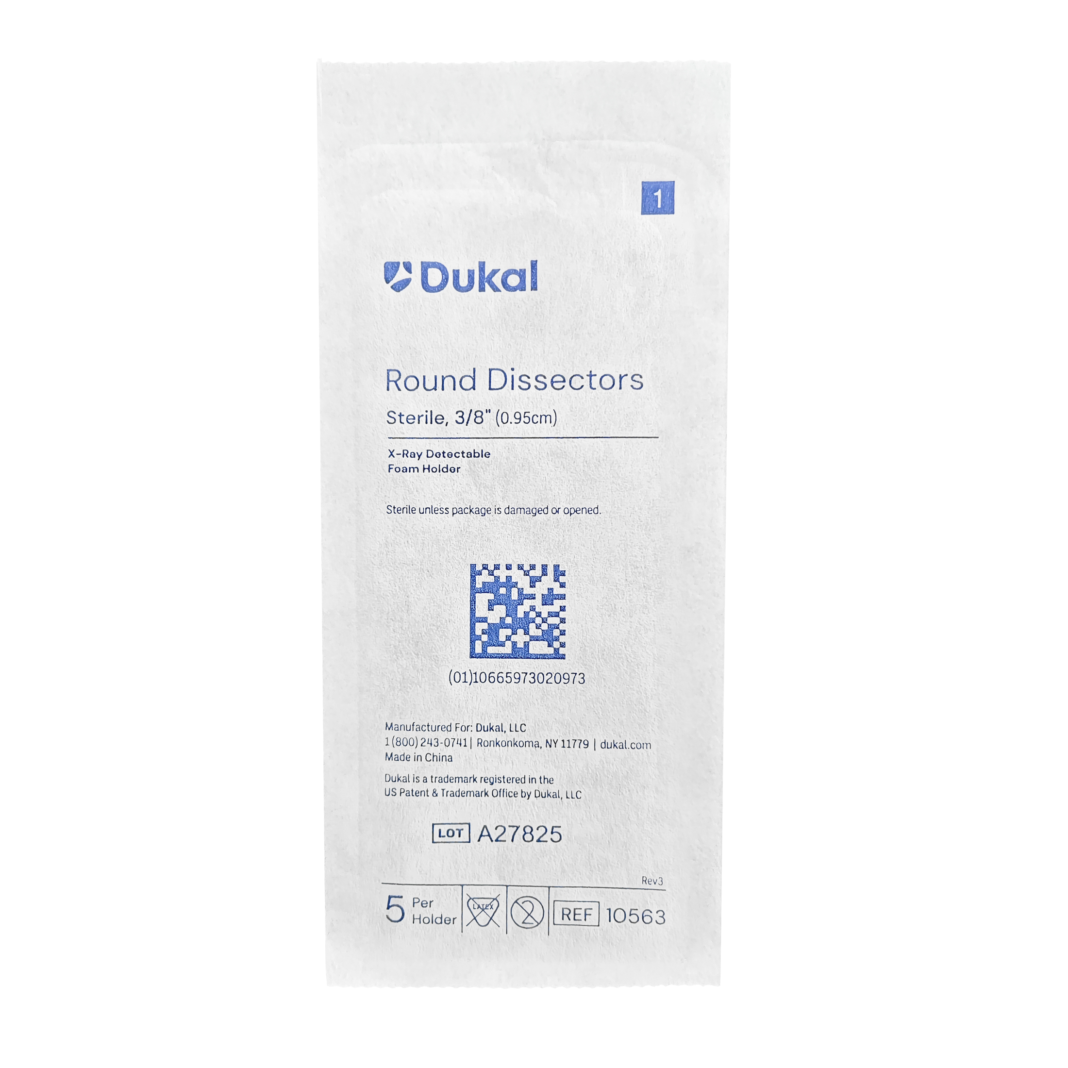 Sterile X-Ray Detectable Round Dissector Sponges, 3/8