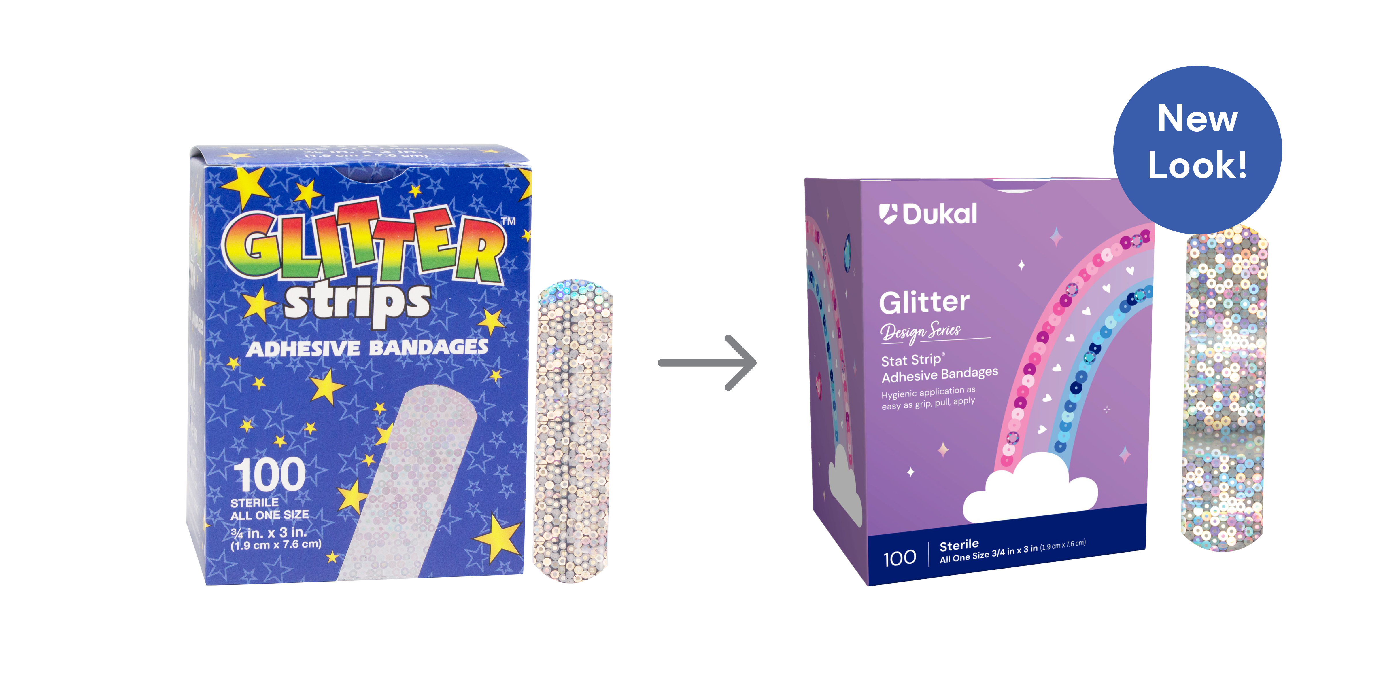 Sterile Design Series Glitter Adhesive Bandages with Stat Strip®, 3/4