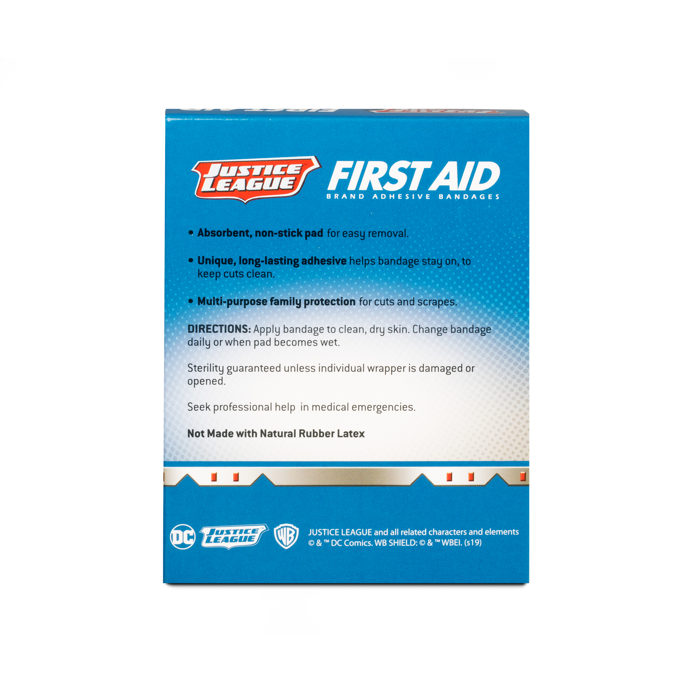Sterile Justice League™ Superman, Wonder Woman, The Flash Adhesive Bandages with Stat Strip®, 3/4