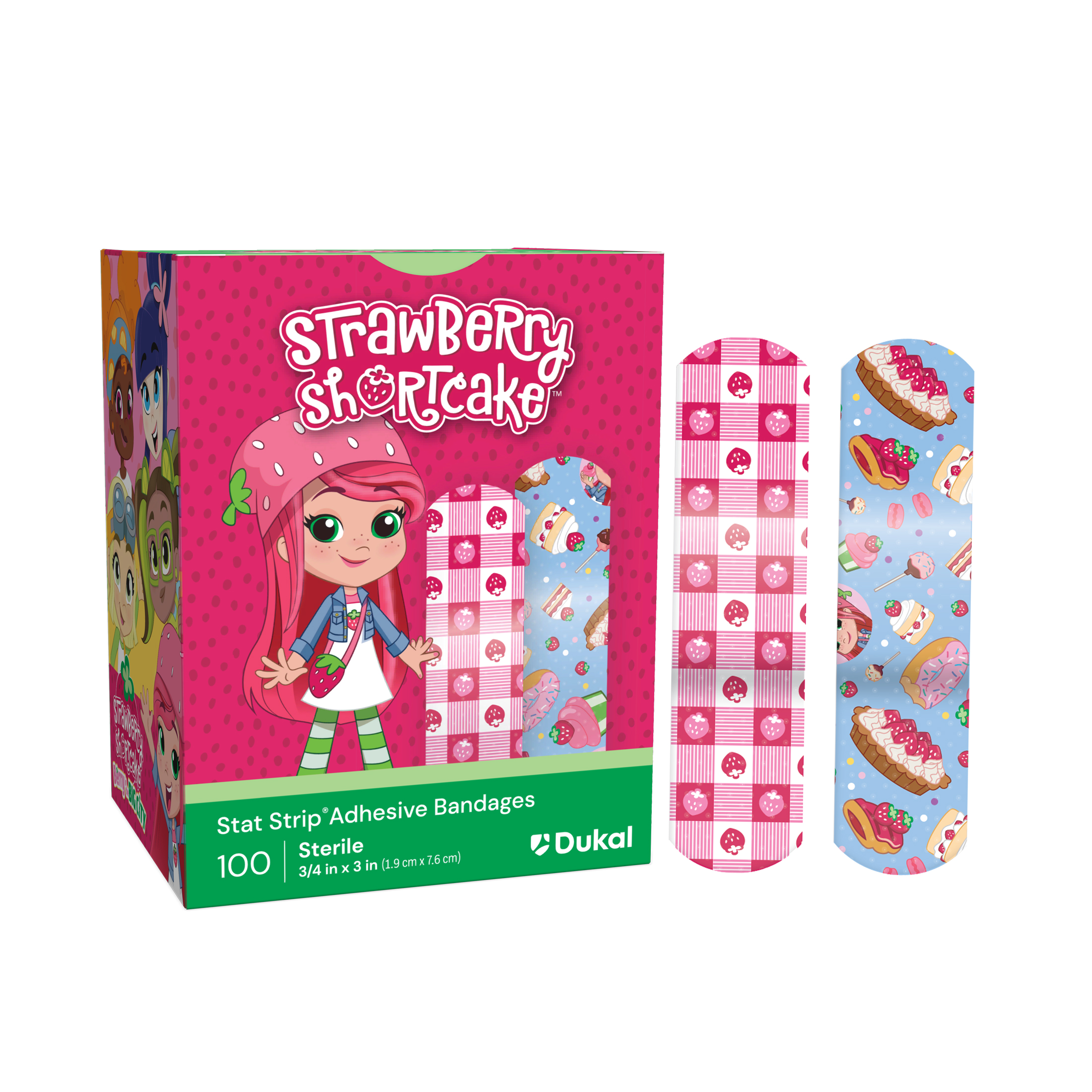 Sterile Strawberry Shortcake™ Adhesive Bandages with Stat Strip®, 3/4
