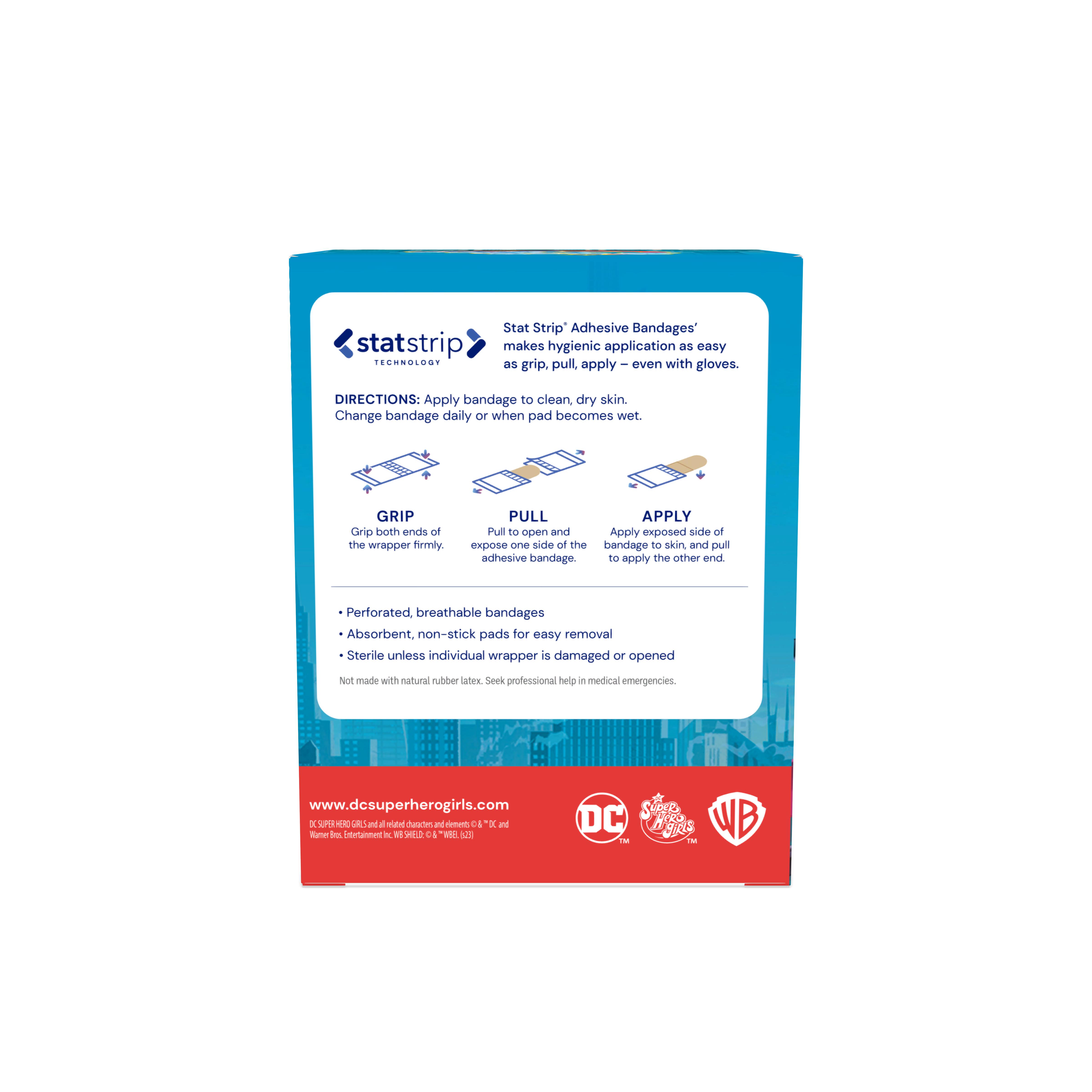 Sterile DC Super Hero Girls™ Adhesive Bandages with Stat Strip®, 3/4