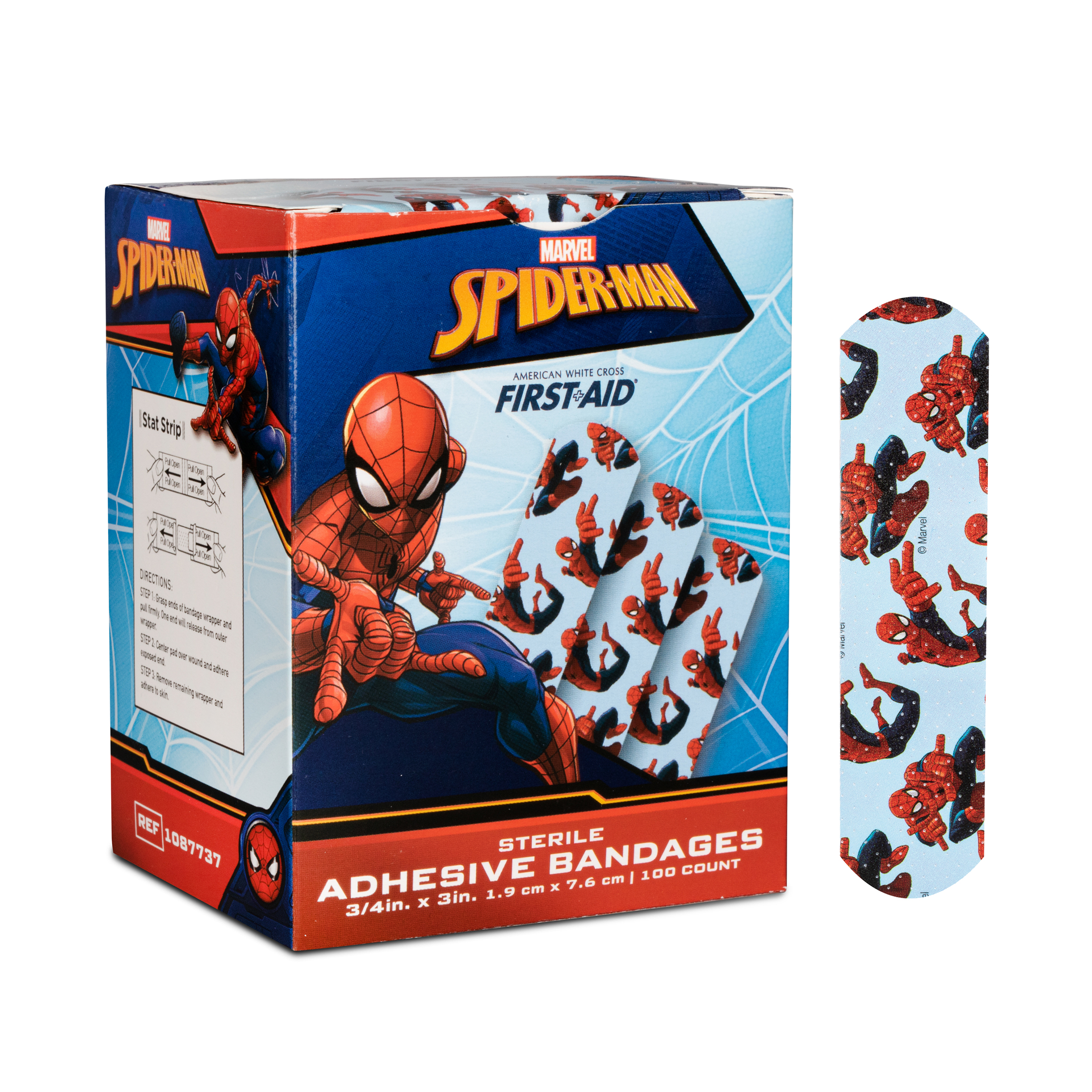 Sterile Spiderman™ Adhesive Bandages with Stat Strip®, 3/4