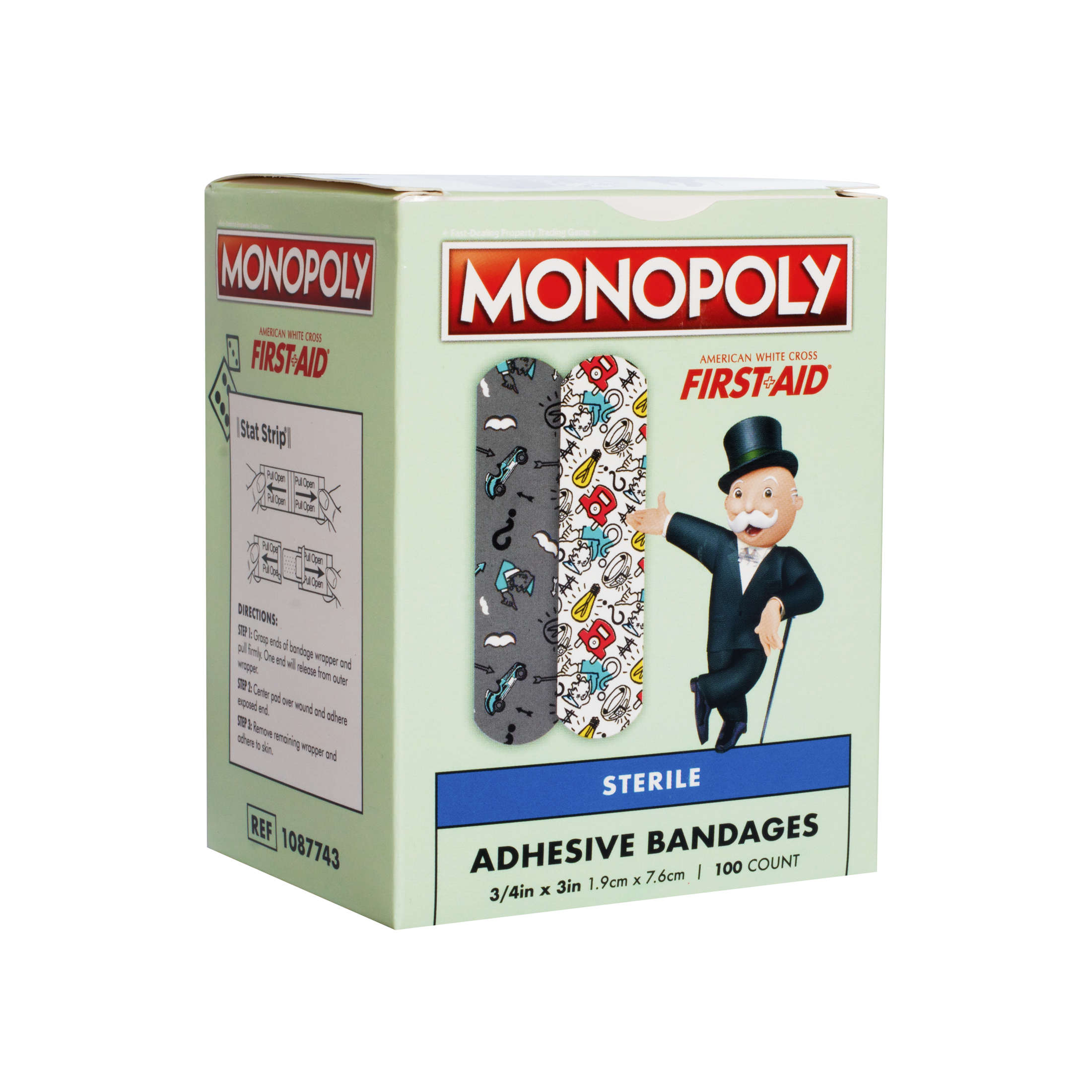 Sterile Monopoly™ Adhesive Bandages with Stat Strip®, 3/4