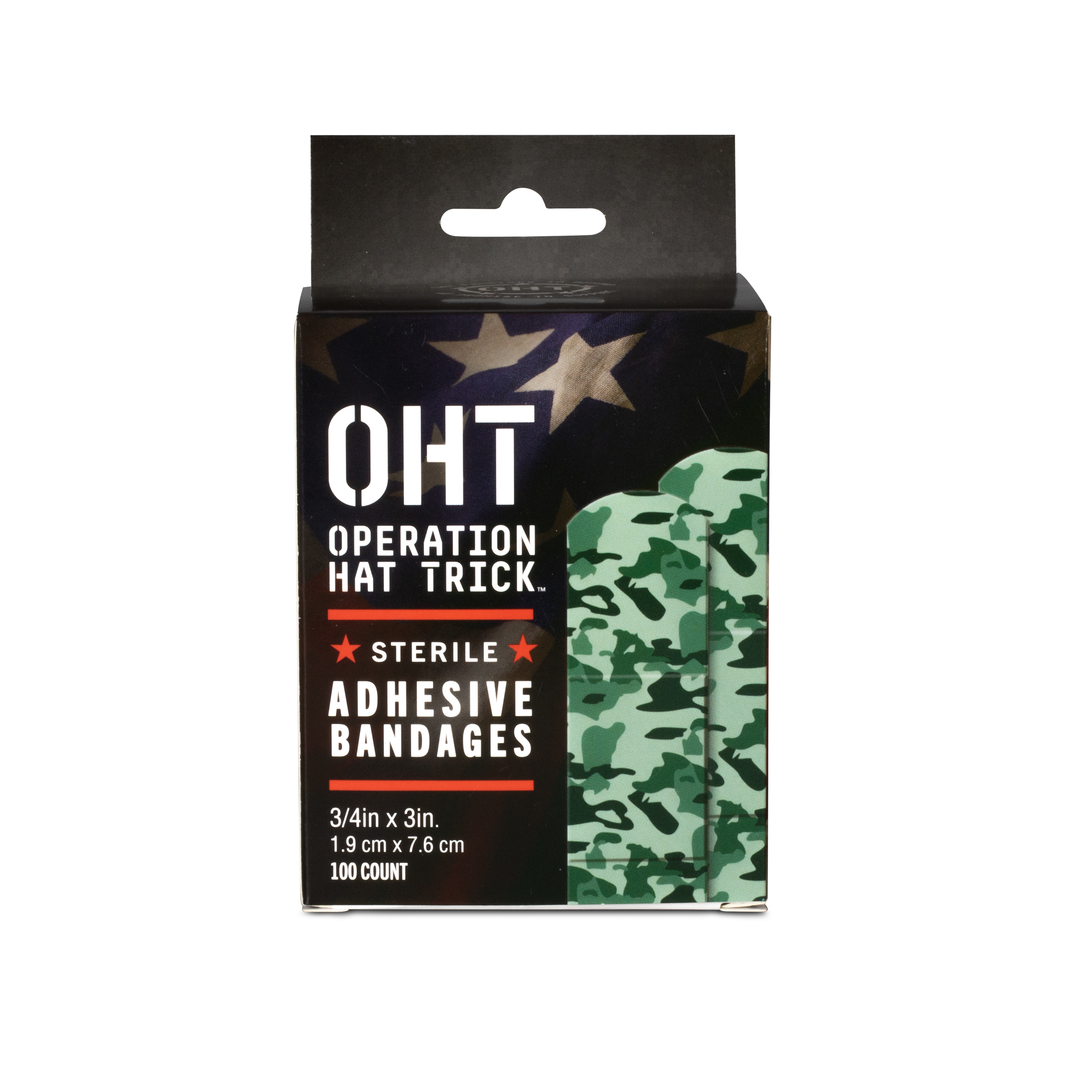 Sterile Operation Hat Trick™ Camouflage Adhesive Bandages with Stat Strip®, 3/4