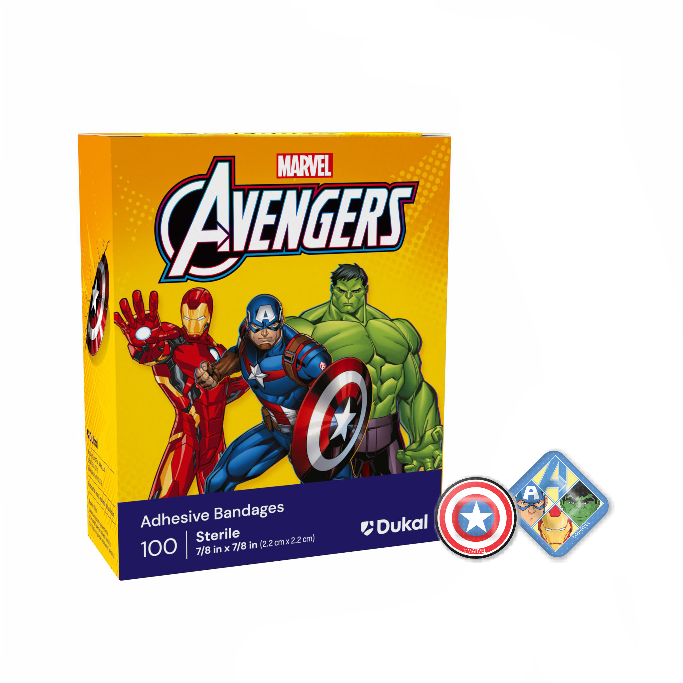 Sterile Avengers Captain America, Iron Man, Hulk Spot Adhesive Bandages, 7/8