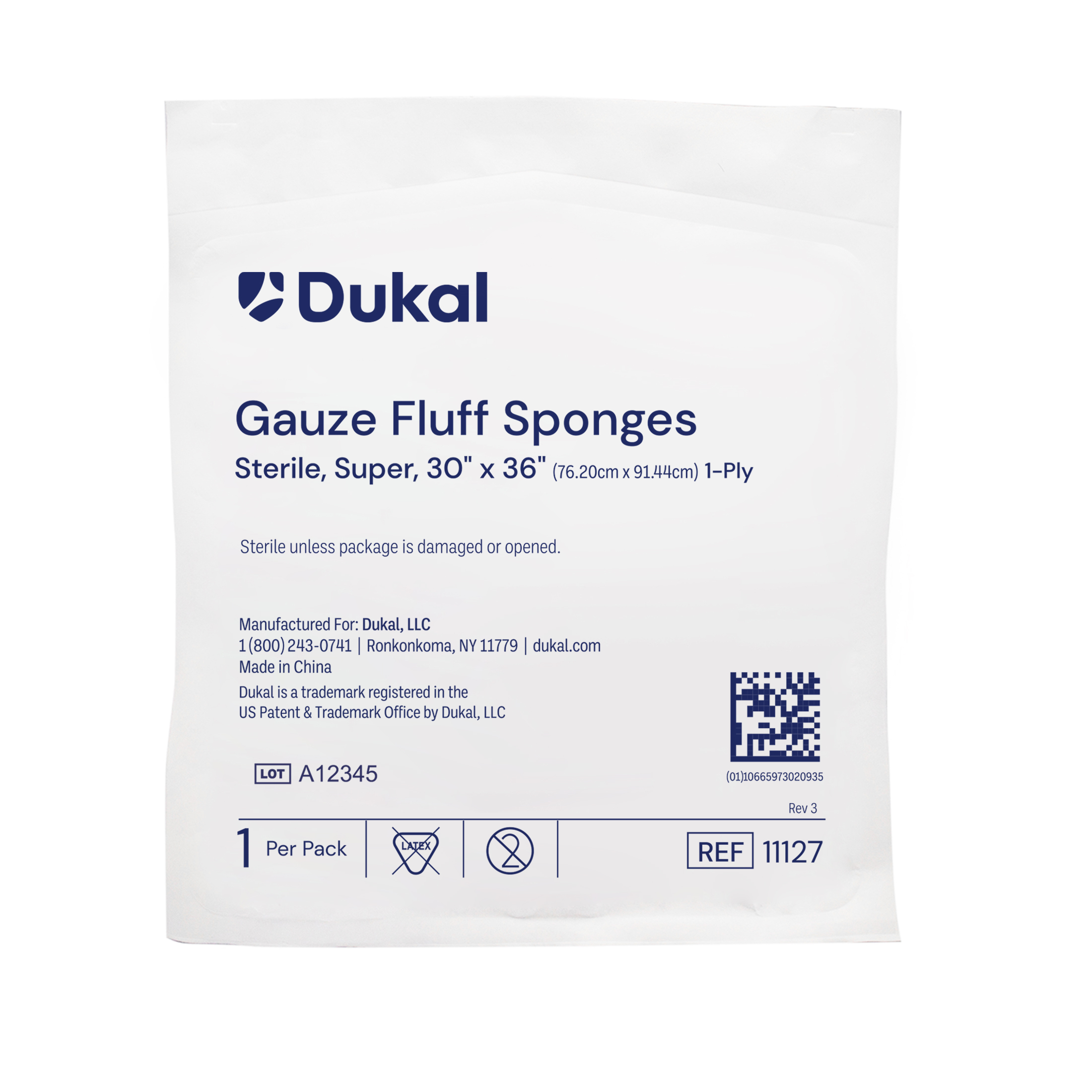 Sterile Gauze Fluff Sponges, 1-Ply, 30