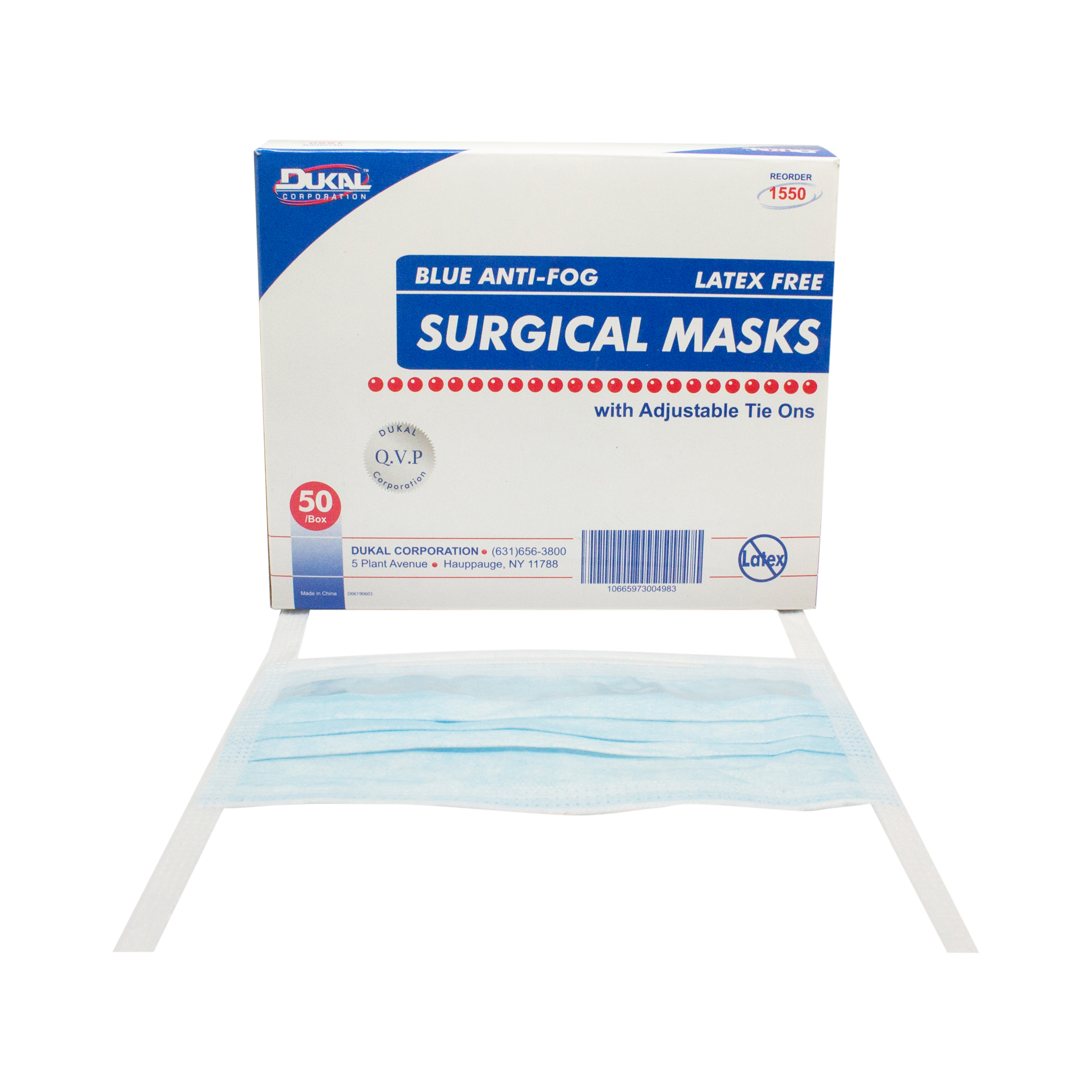 ASTM Level 1 Anti-Fog Surgical Mask with Tie-On, Blue