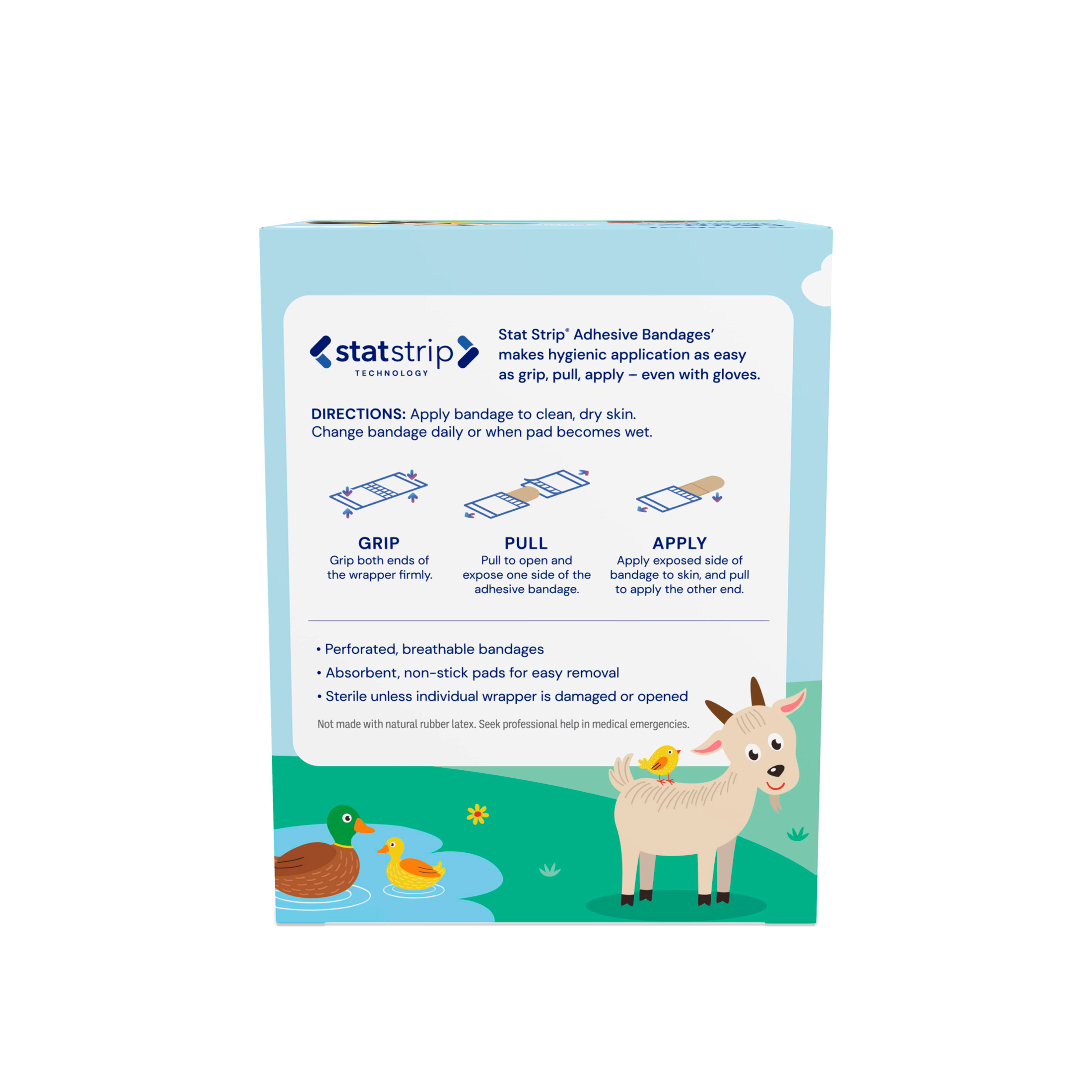 Sterile Design Series Farm Friends Adhesive Bandages with Stat Strip®, 3/4