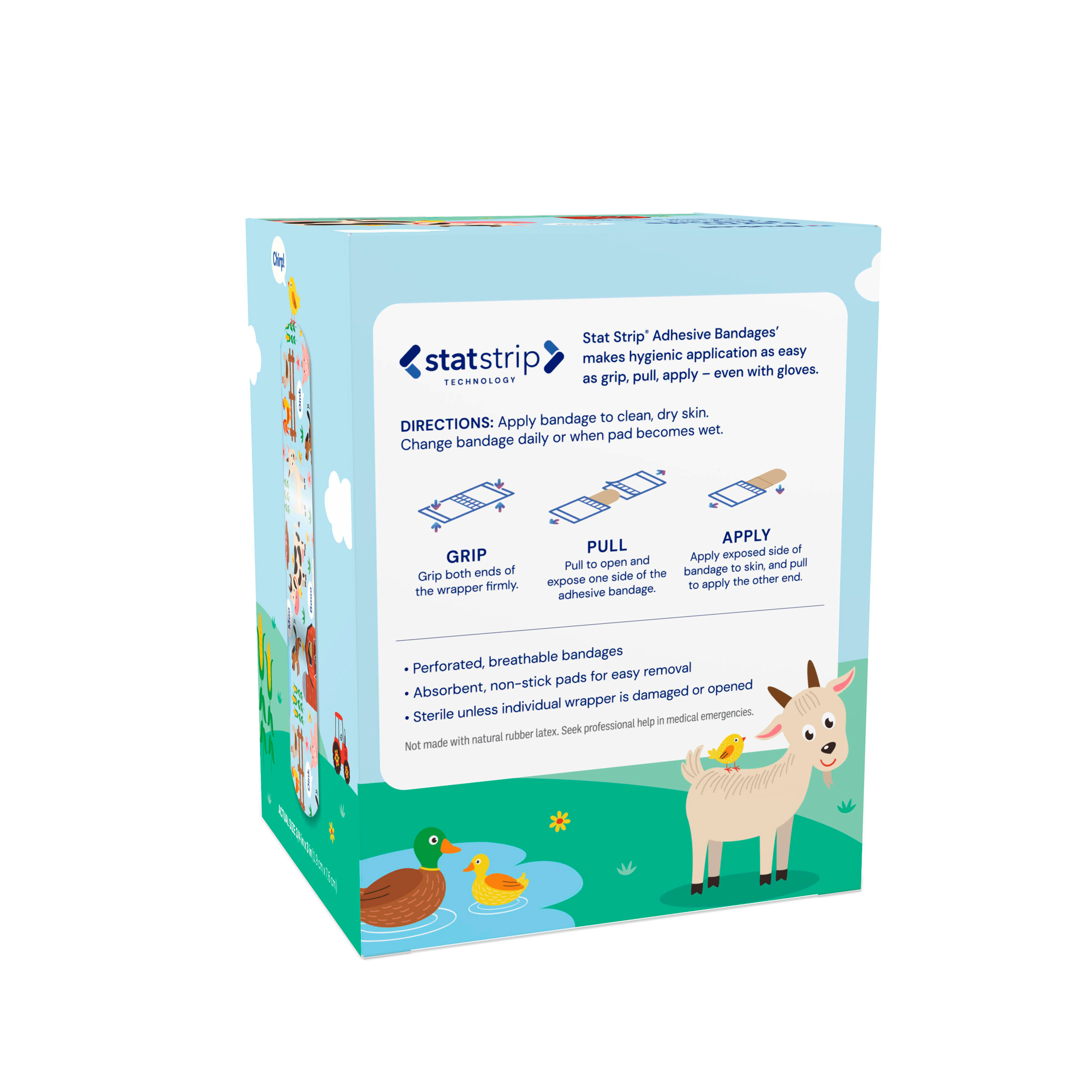 Sterile Design Series Farm Friends Adhesive Bandages with Stat Strip®, 3/4