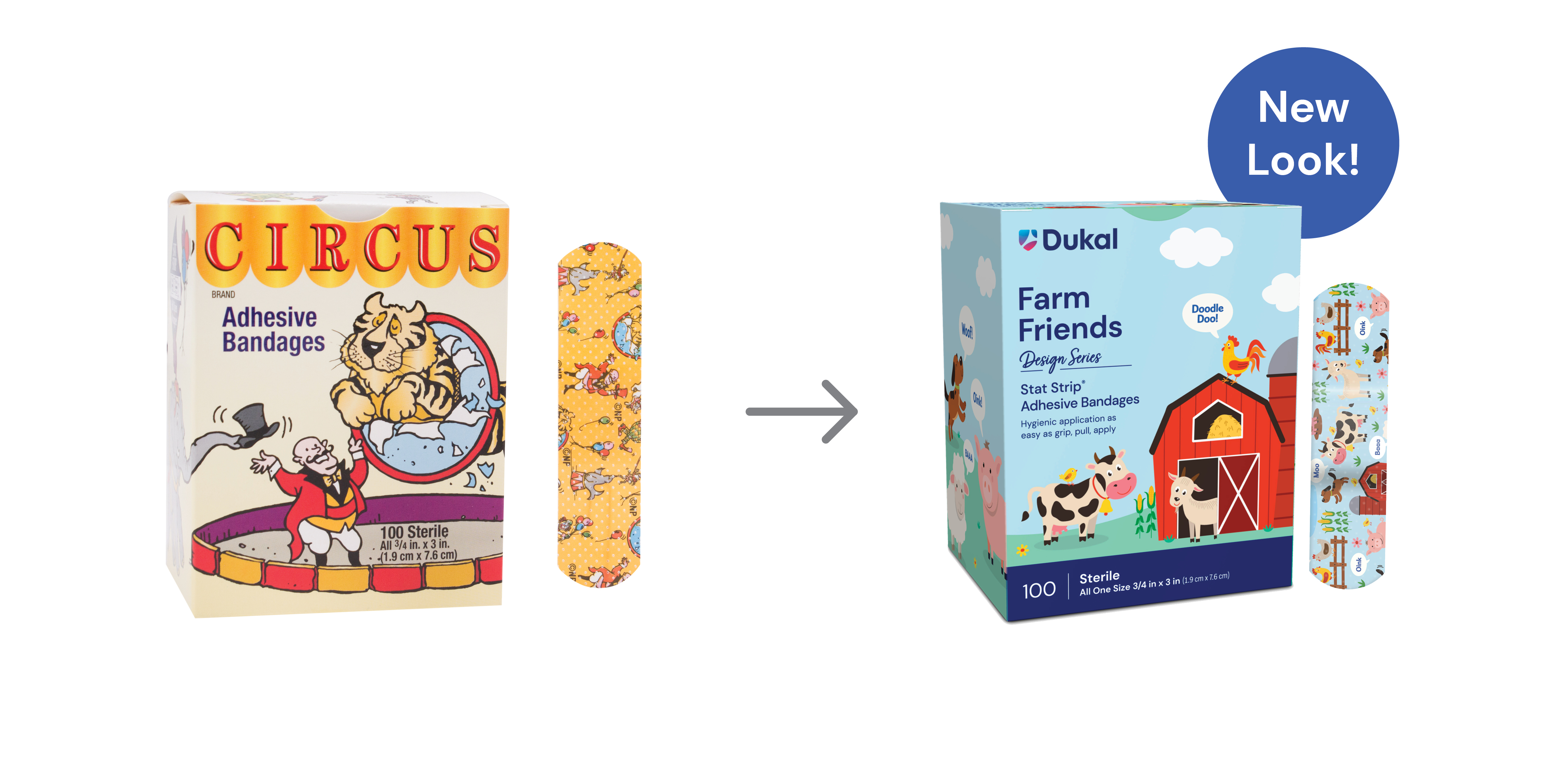Sterile Design Series Farm Friends Adhesive Bandages with Stat Strip®, 3/4