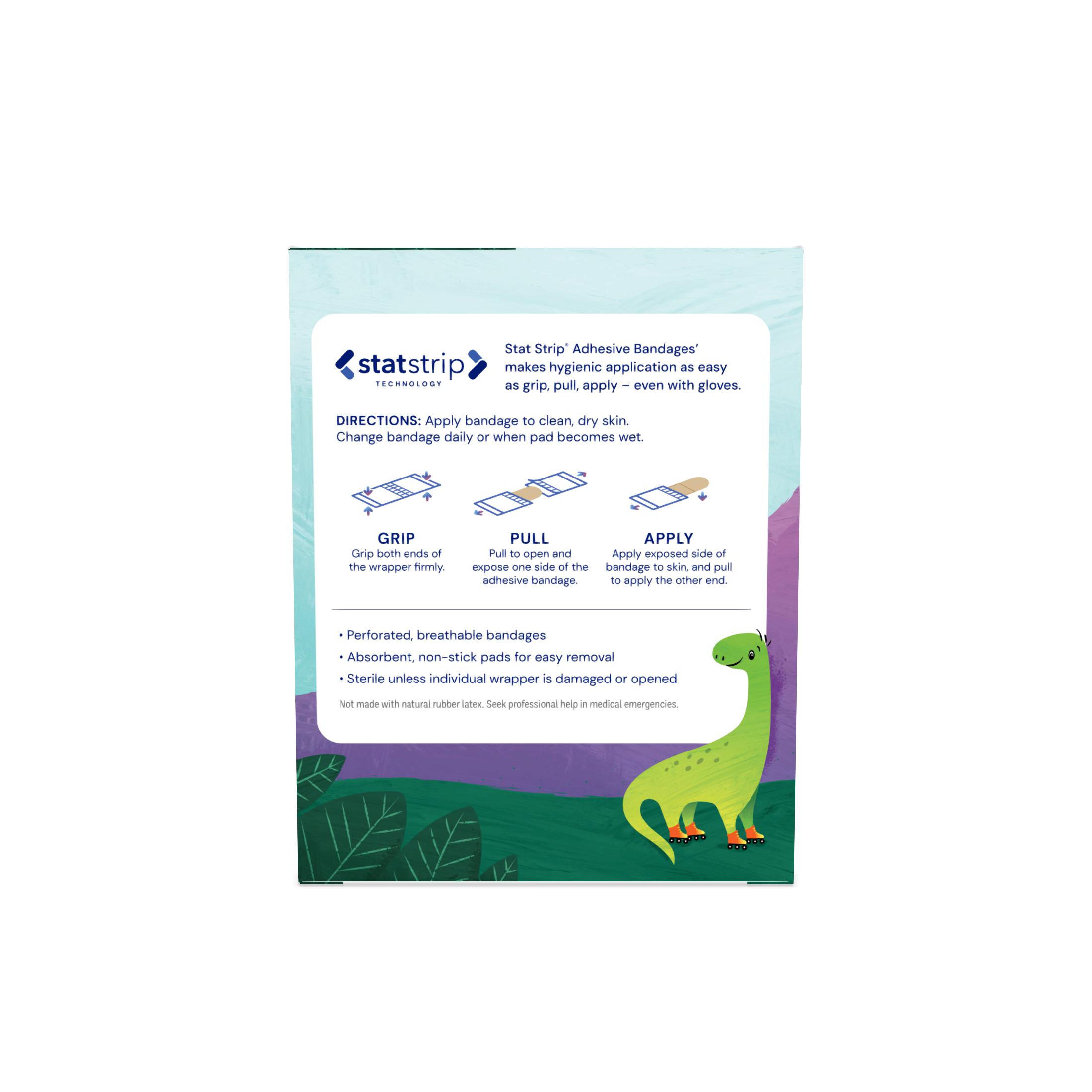 Sterile Design Series Herbie® the Dino Adhesive Bandages with Stat Strip®, 3/4