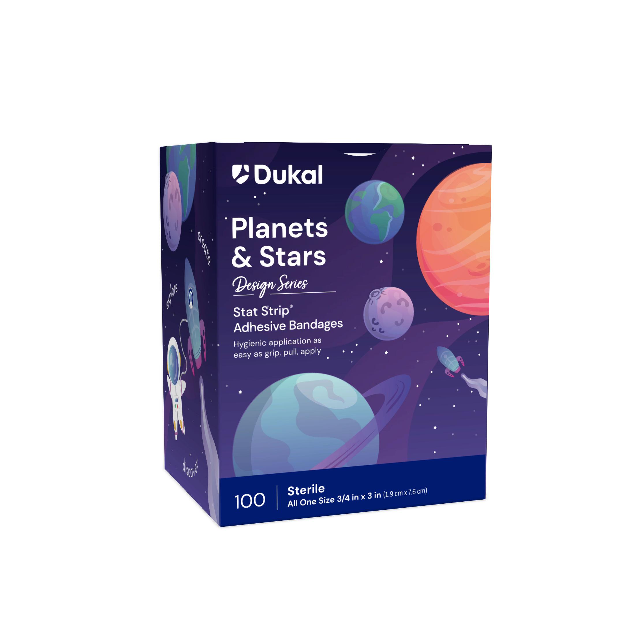 Sterile Design Series Planet and Stars Adhesive Bandages with Stat Strip®, 3/4