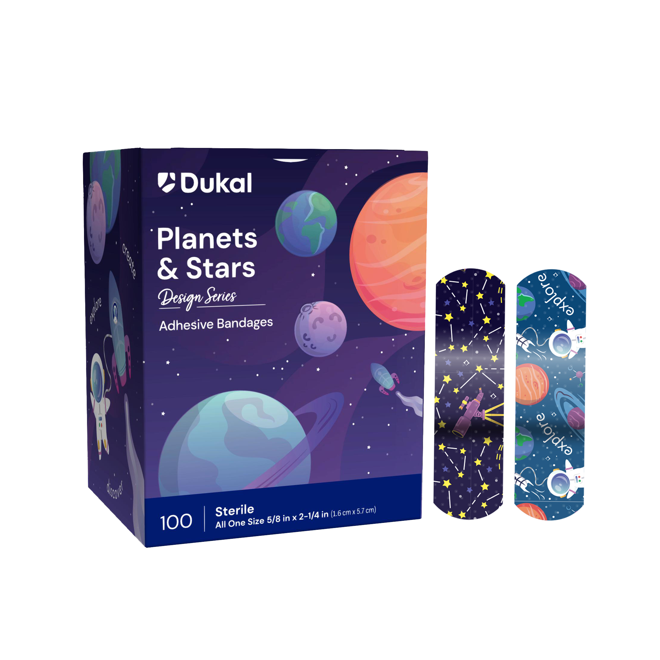 Sterile Design Series Planet and Stars Adhesive Bandages, 5/8