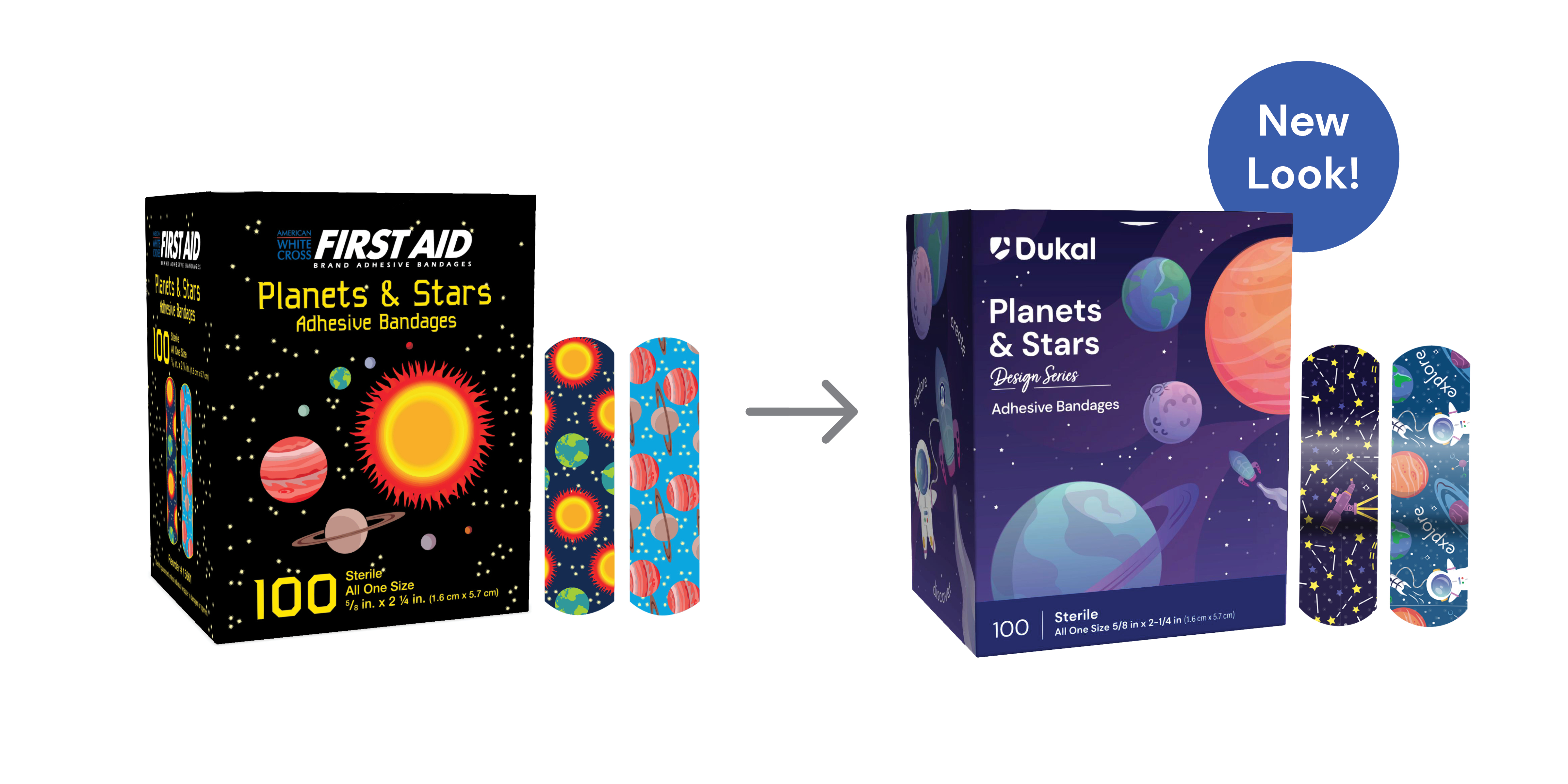 Sterile Design Series Planet and Stars Adhesive Bandages, 5/8