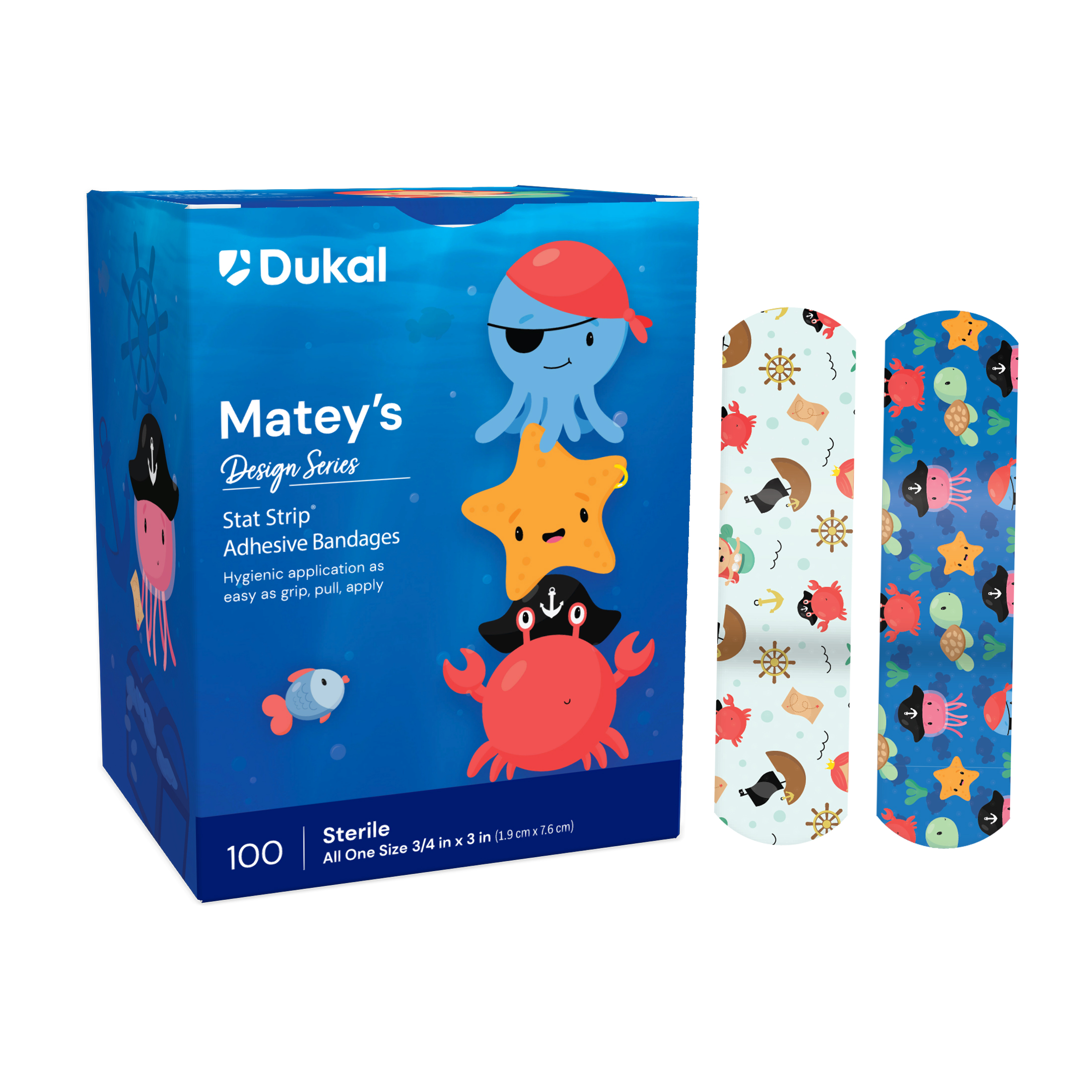 Sterile Design Series Matey's Adhesive Bandages with Stat Strip®, 3/4
