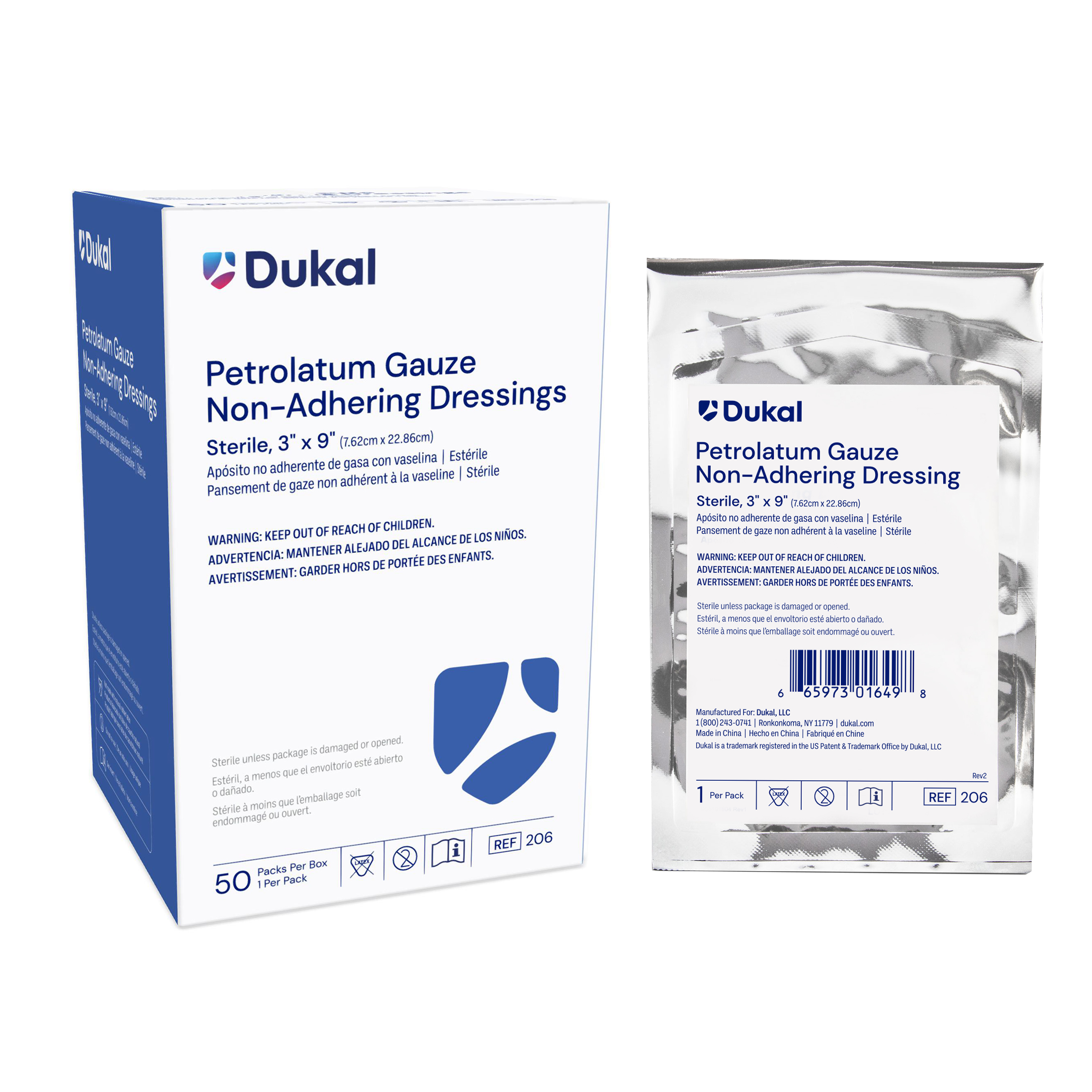 Sterile Petrolatum Gauze Non-Adhering Dressings, 3