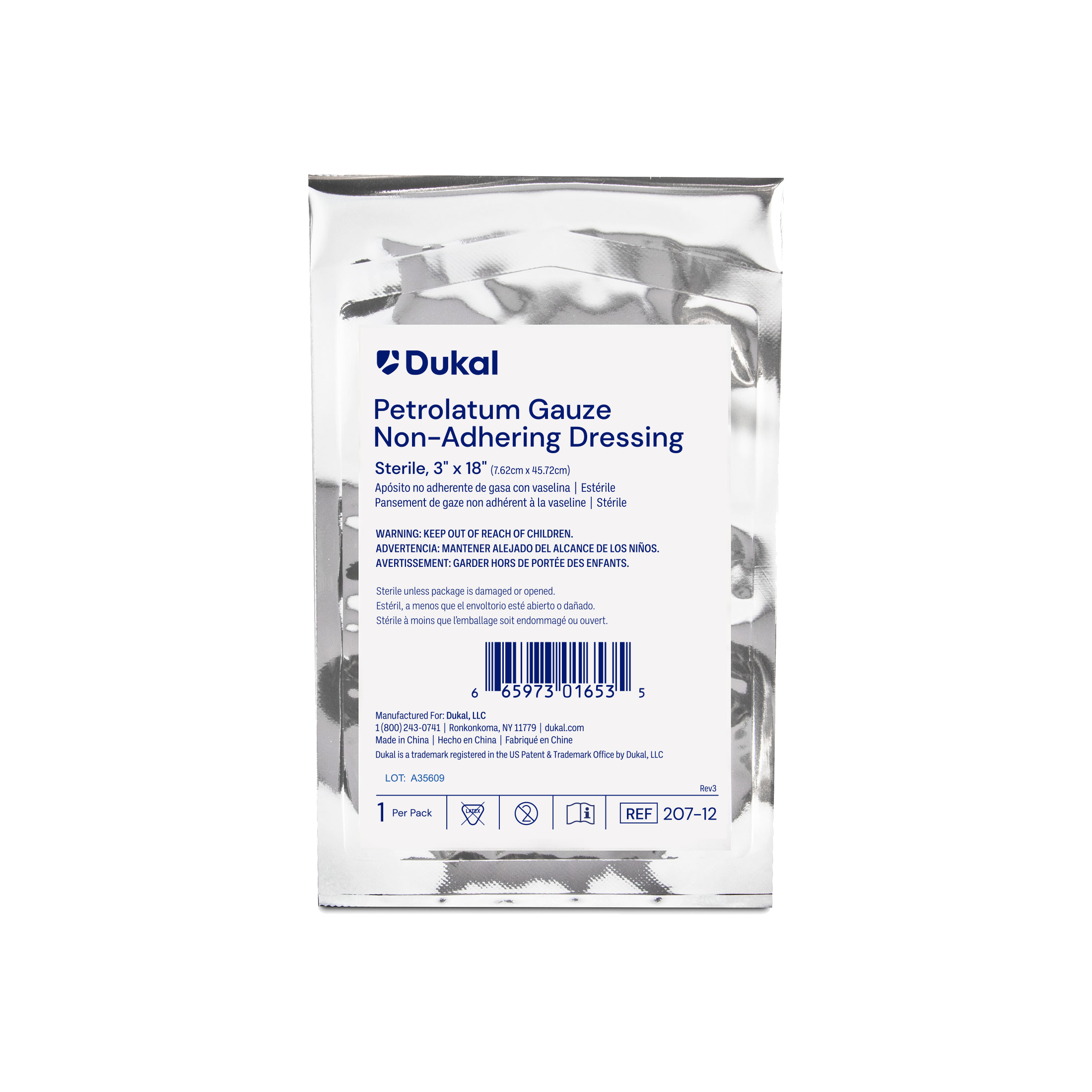 Sterile Petrolatum Gauze Non-Adhering Dressings, 3