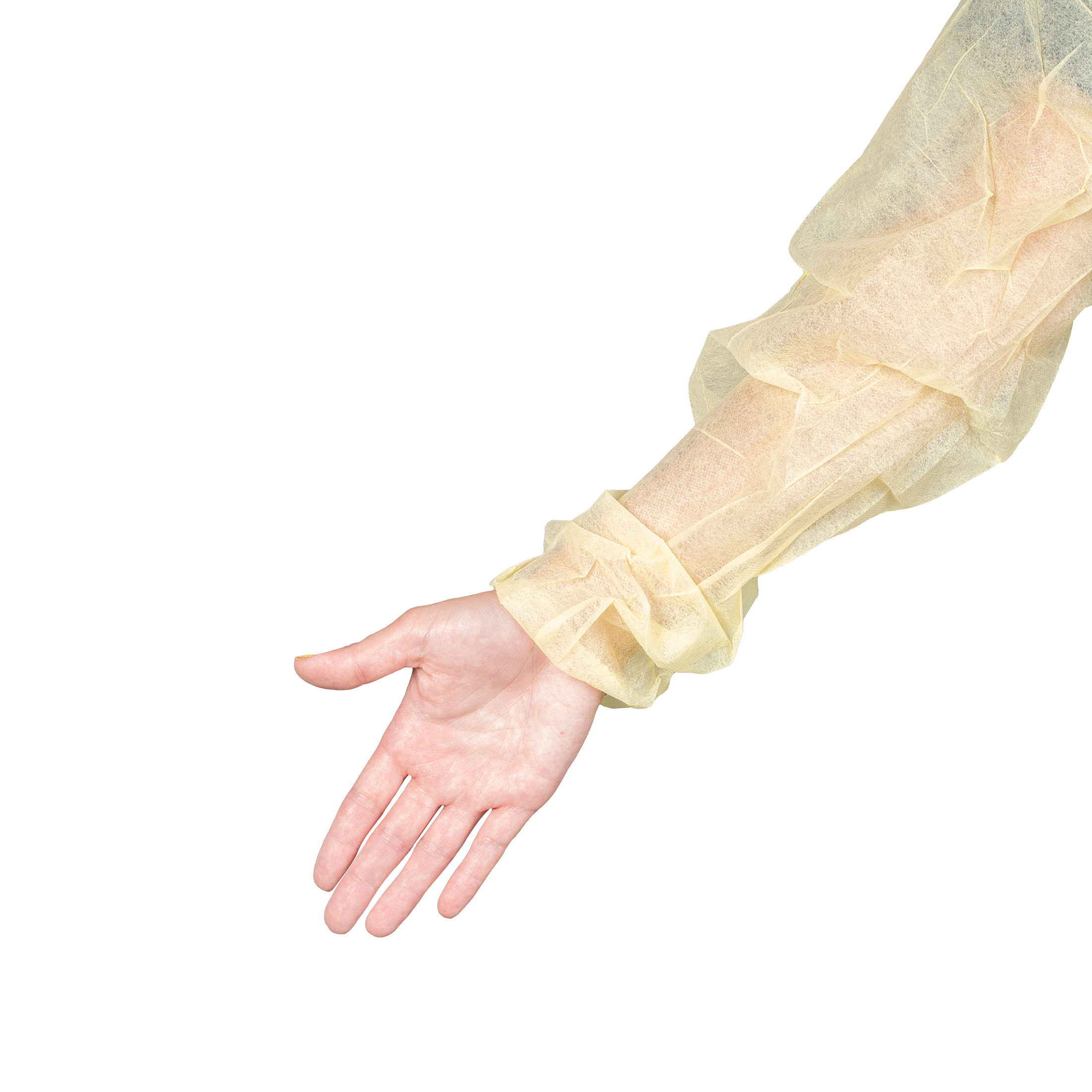 Isolation Gown with Neck Tie and Elastic Cuff, One Size, Yellow