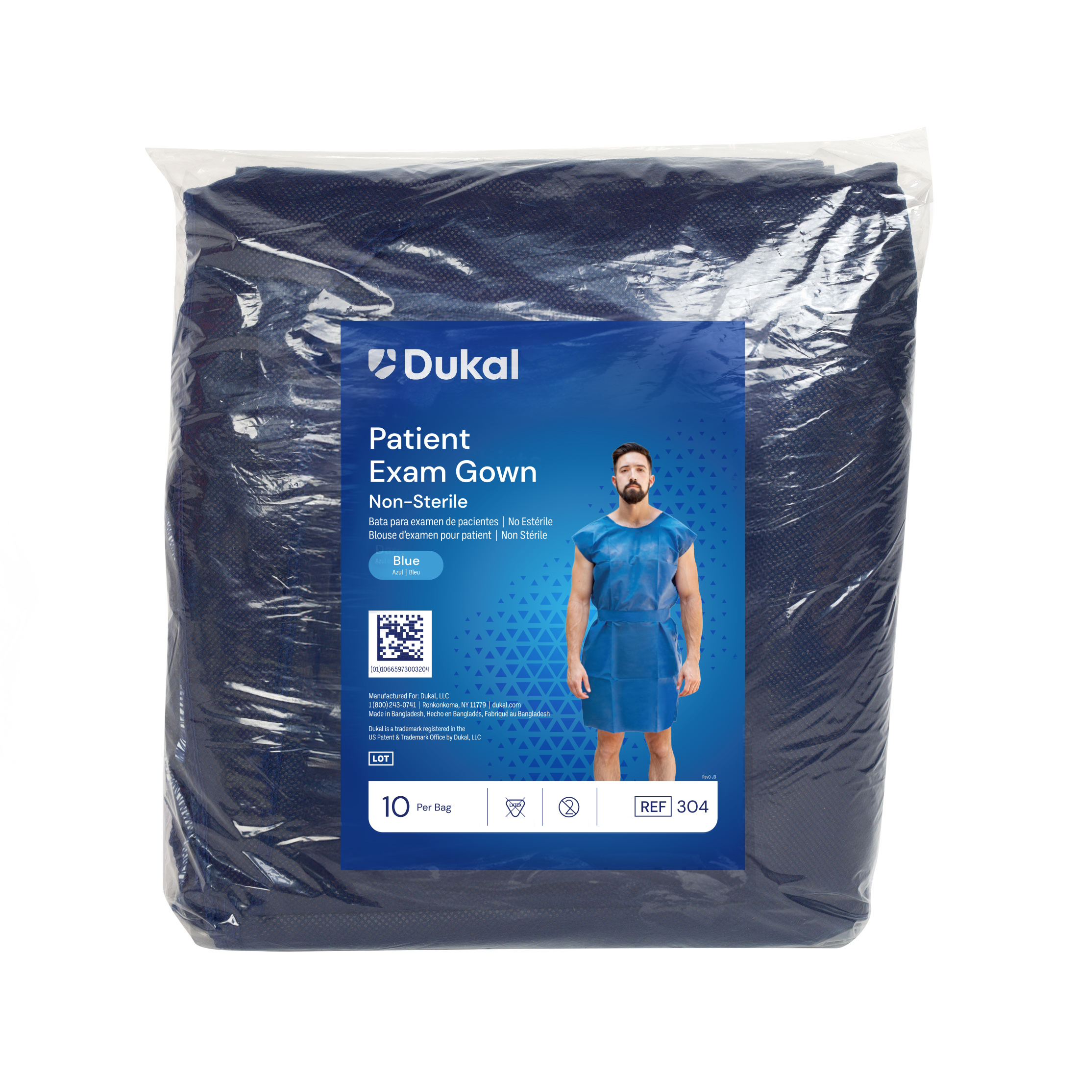 Patient Gown, One-Size, Blue