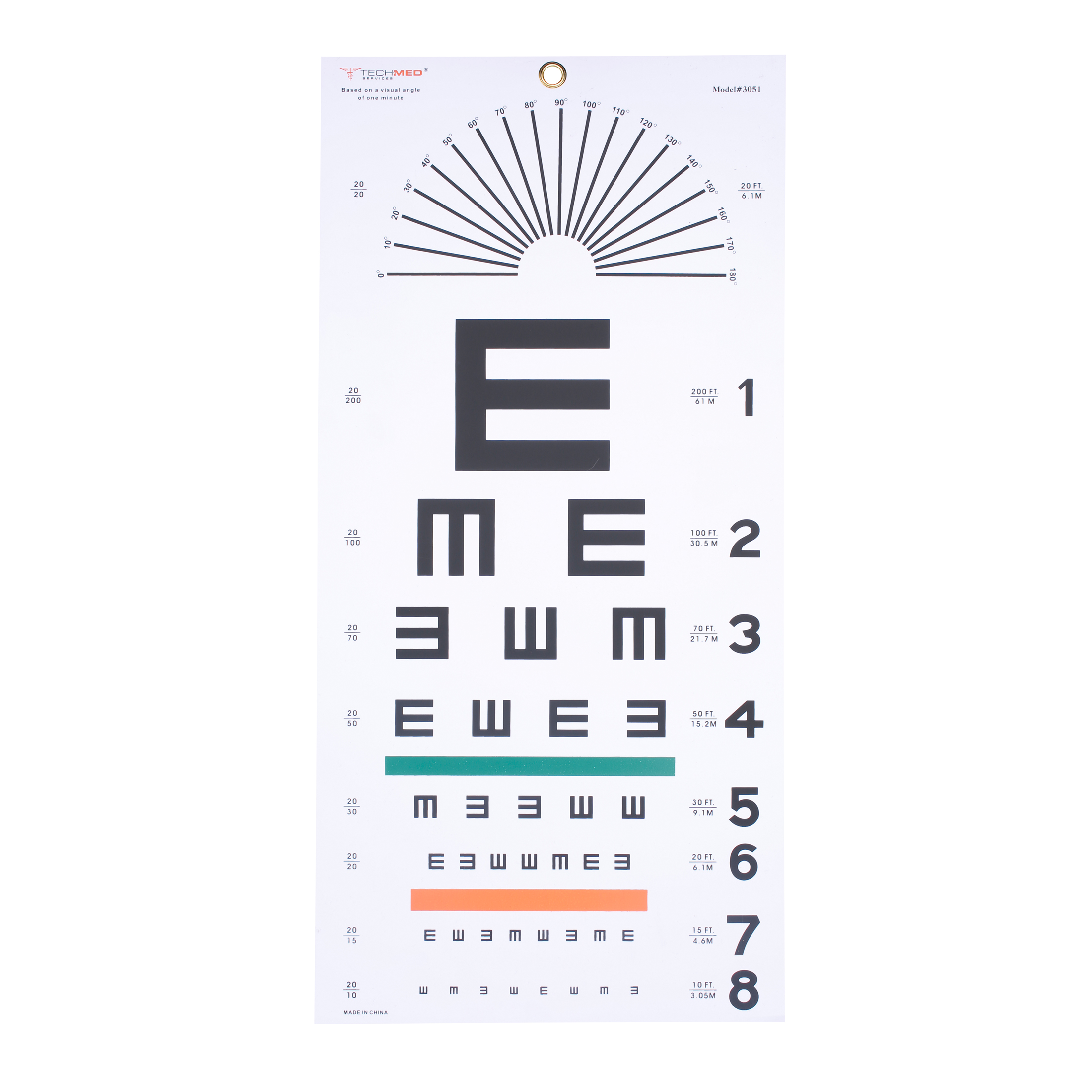 Dukal Illuminated Tumbling-E Eye Chart 10 ft Visual Acuity Testing