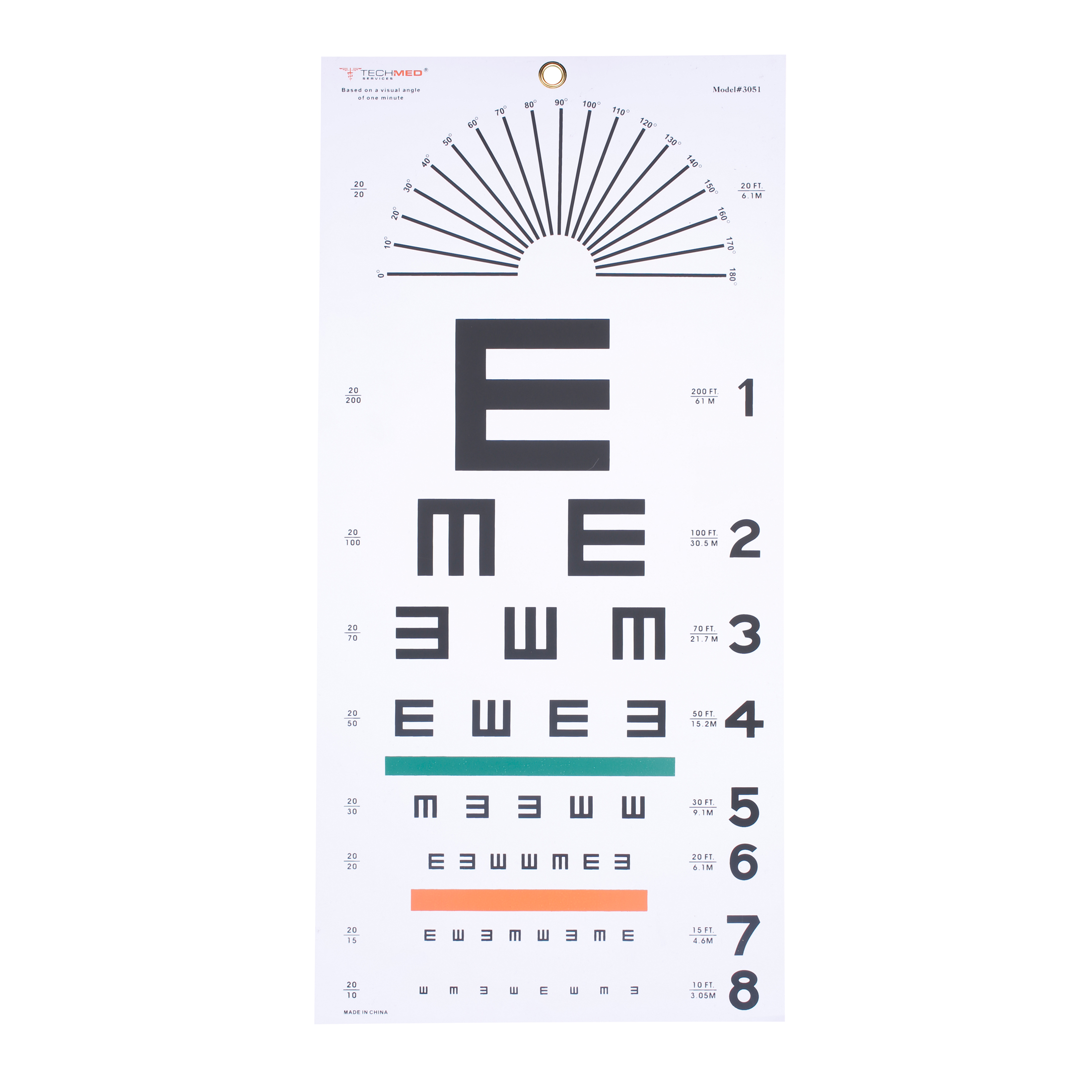 Tech Med TM3050 Snellen Plastic Eye Test Chart