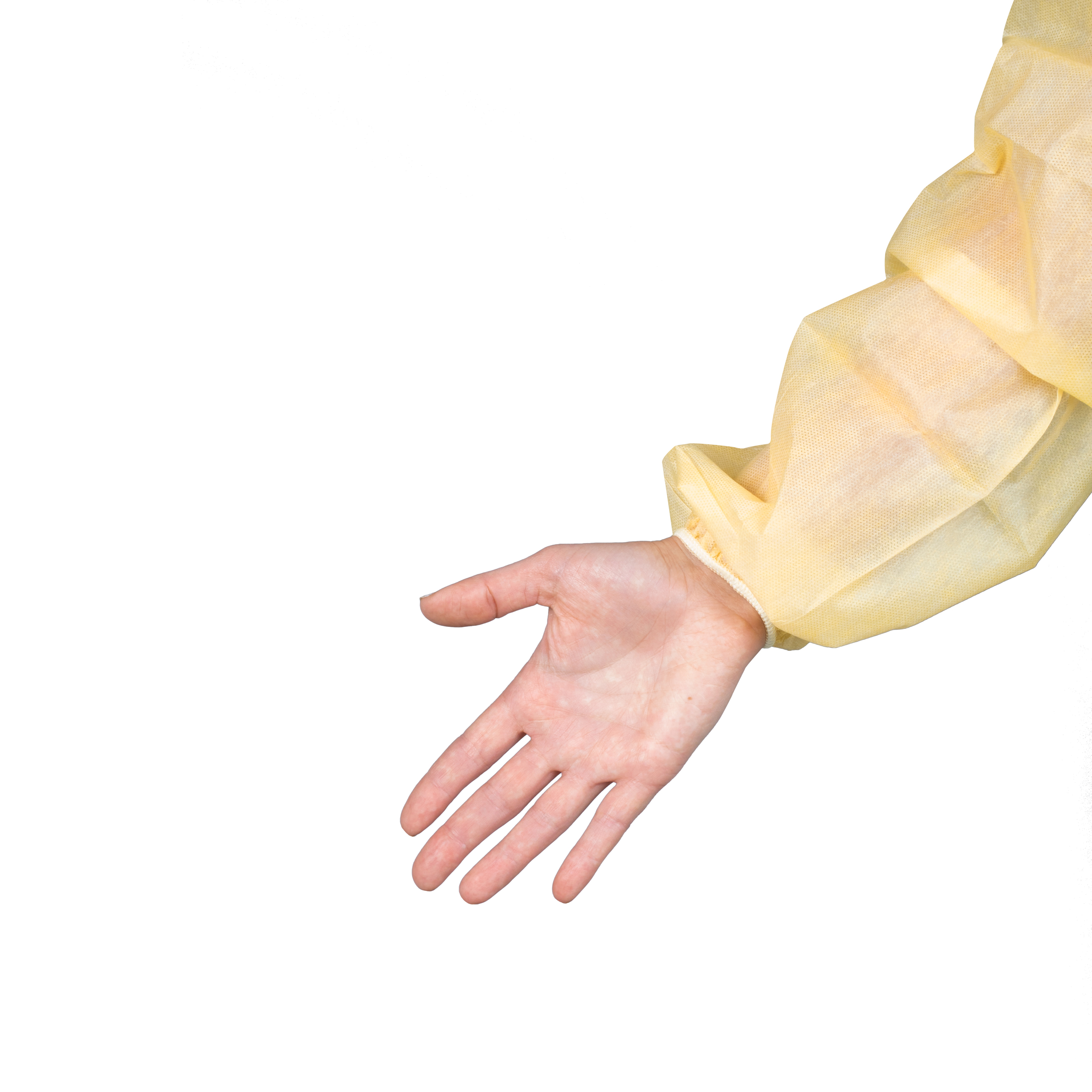 Multi-Layer Isolation Gown with Neck Tie and Elastic Cuff, One Size, Yellow