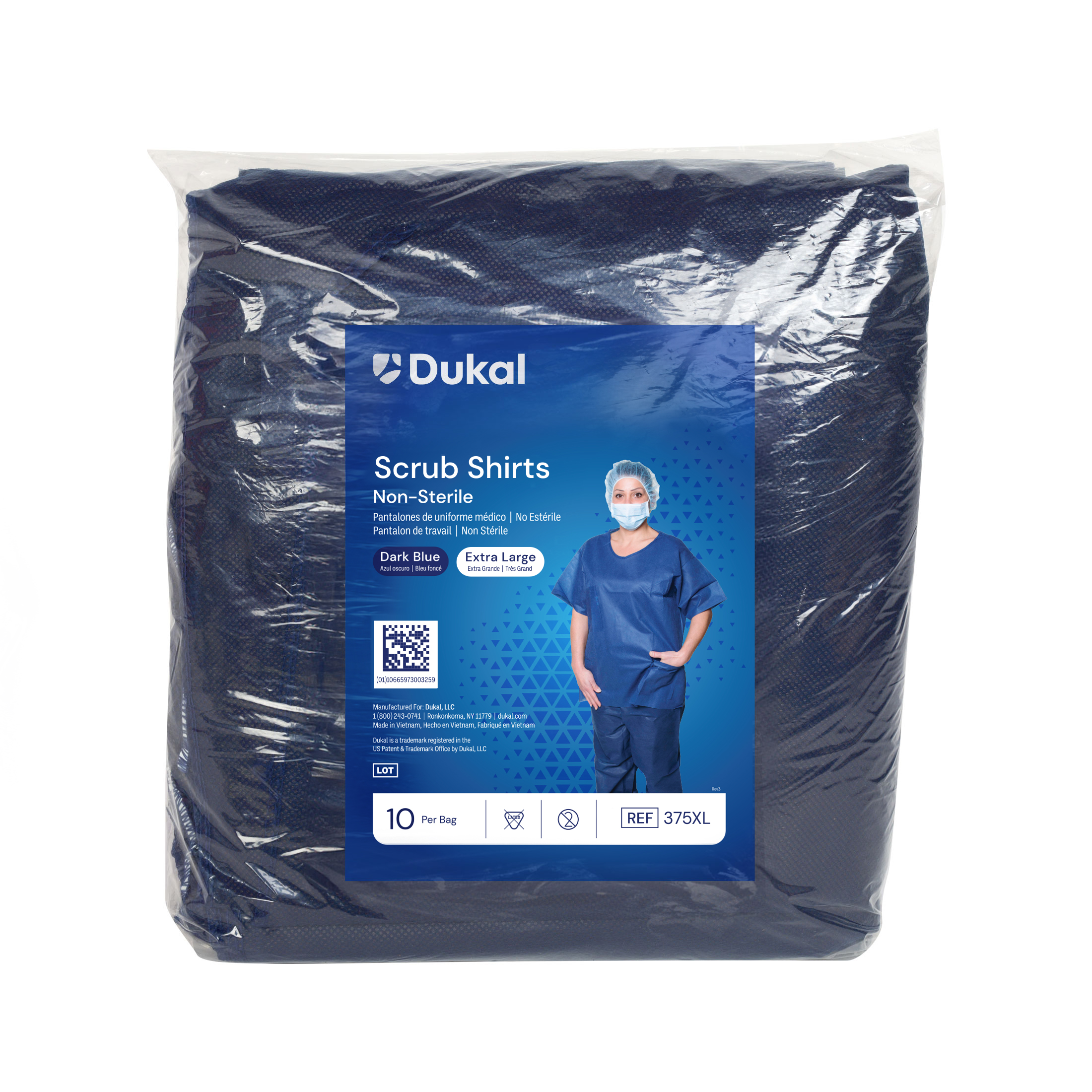 Scrub Shirt, X-Large, Dark Blue