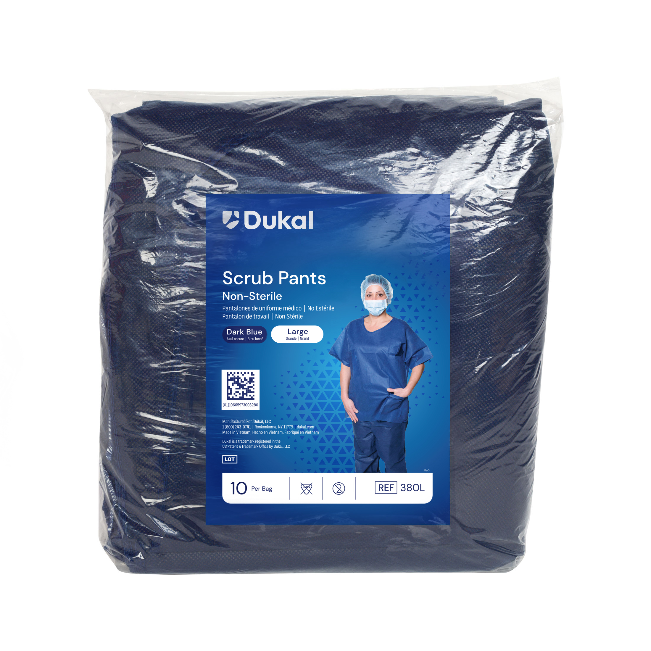 Scrub Pants, Large, Dark Blue
