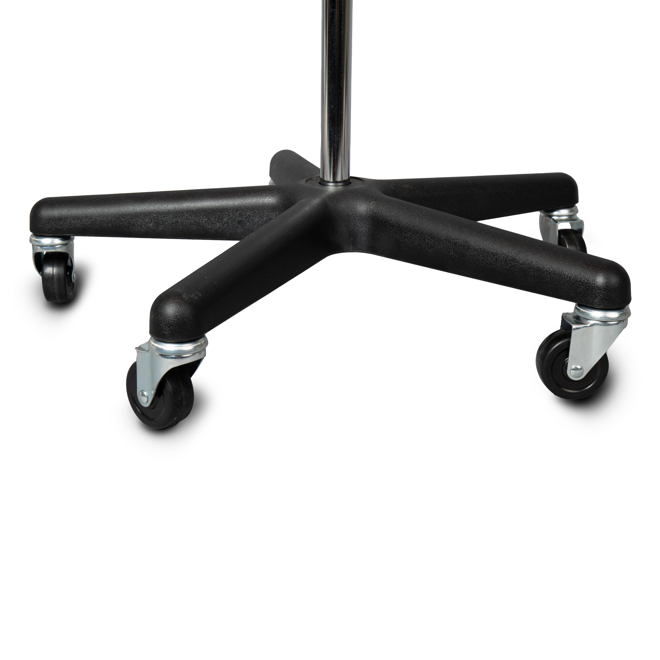 IV Stand with 2-Hooks, 5-Caster Base, Chrome