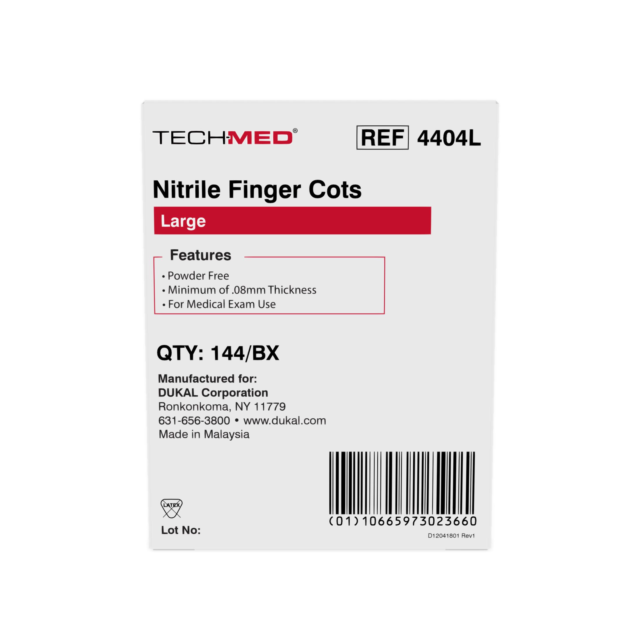 Nitrile Finger Cots, Pre-Rolled, Large
