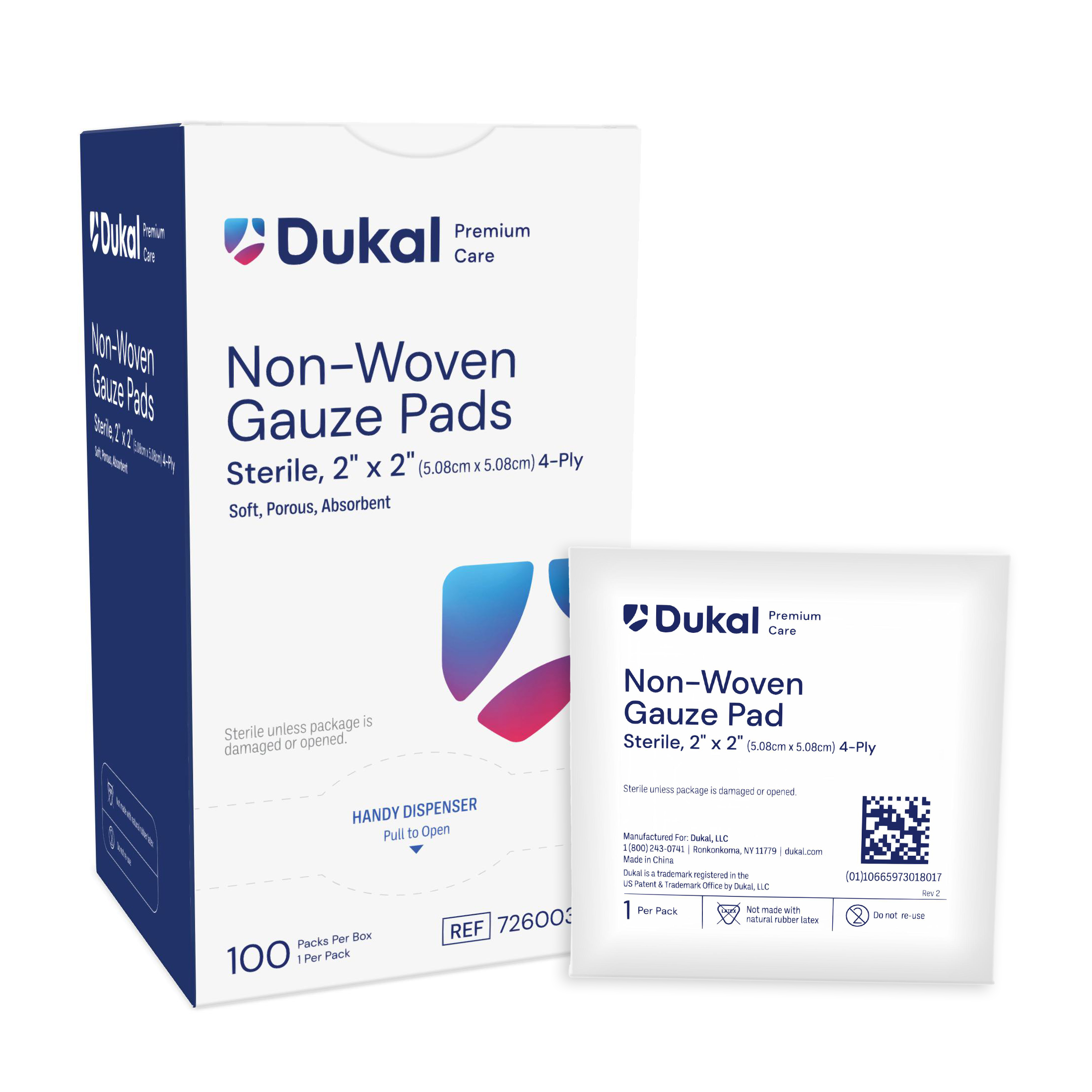 Sterile Non-Woven Gauze Pads, 4-Ply, 2