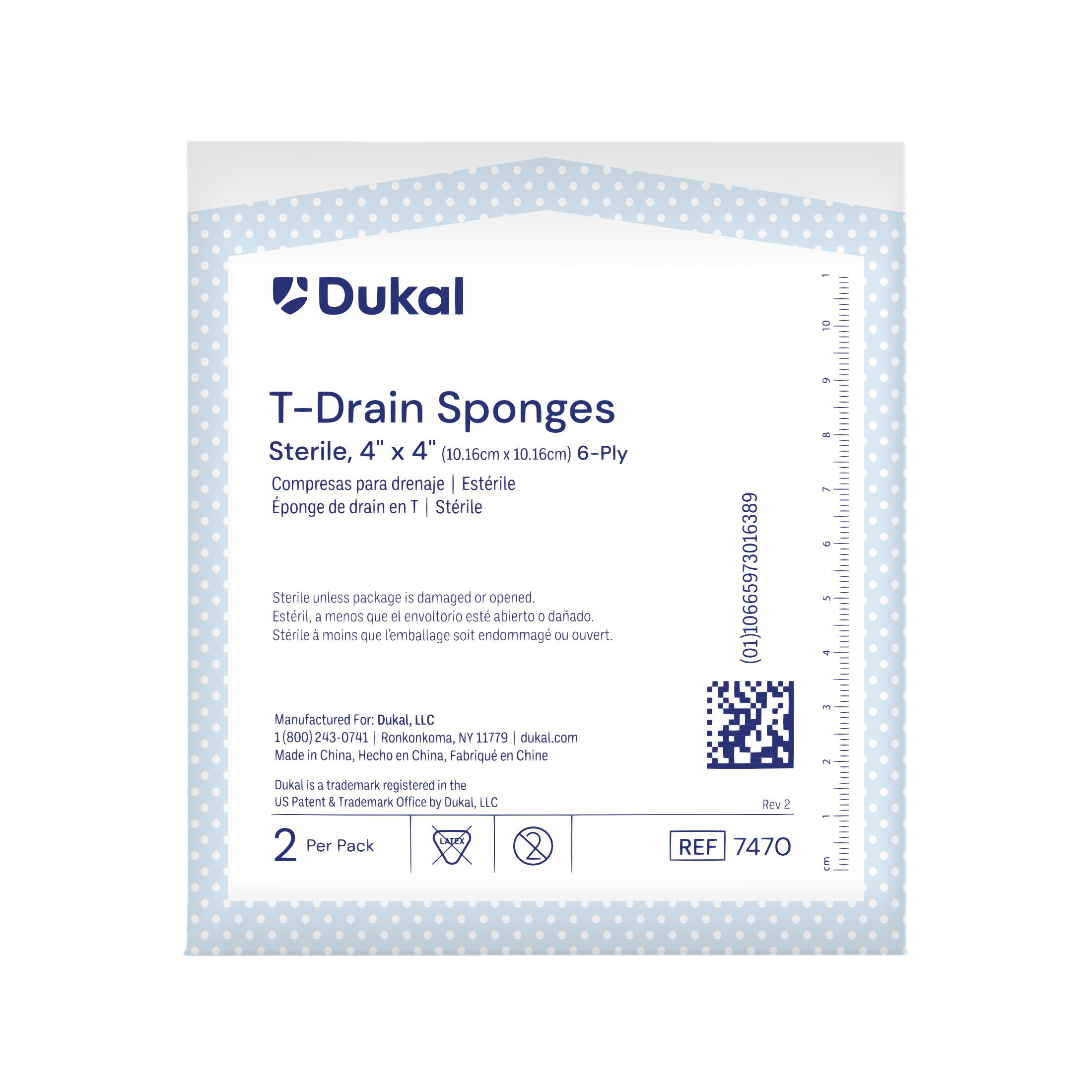 Sterile T-Drain Sponges, 16-Ply, 4