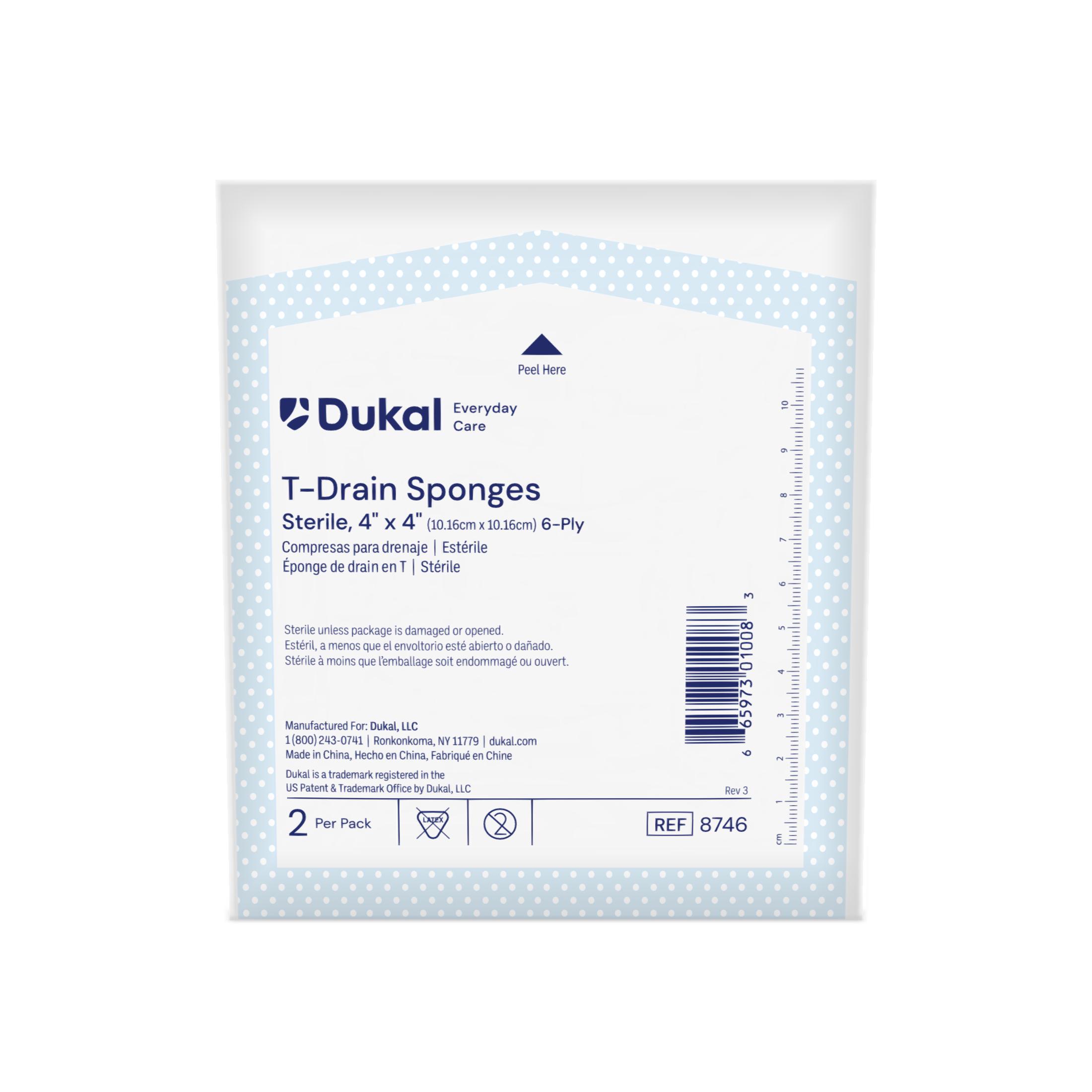 Everyday Care Sterile T-Drain Sponges, 6-Ply, 4