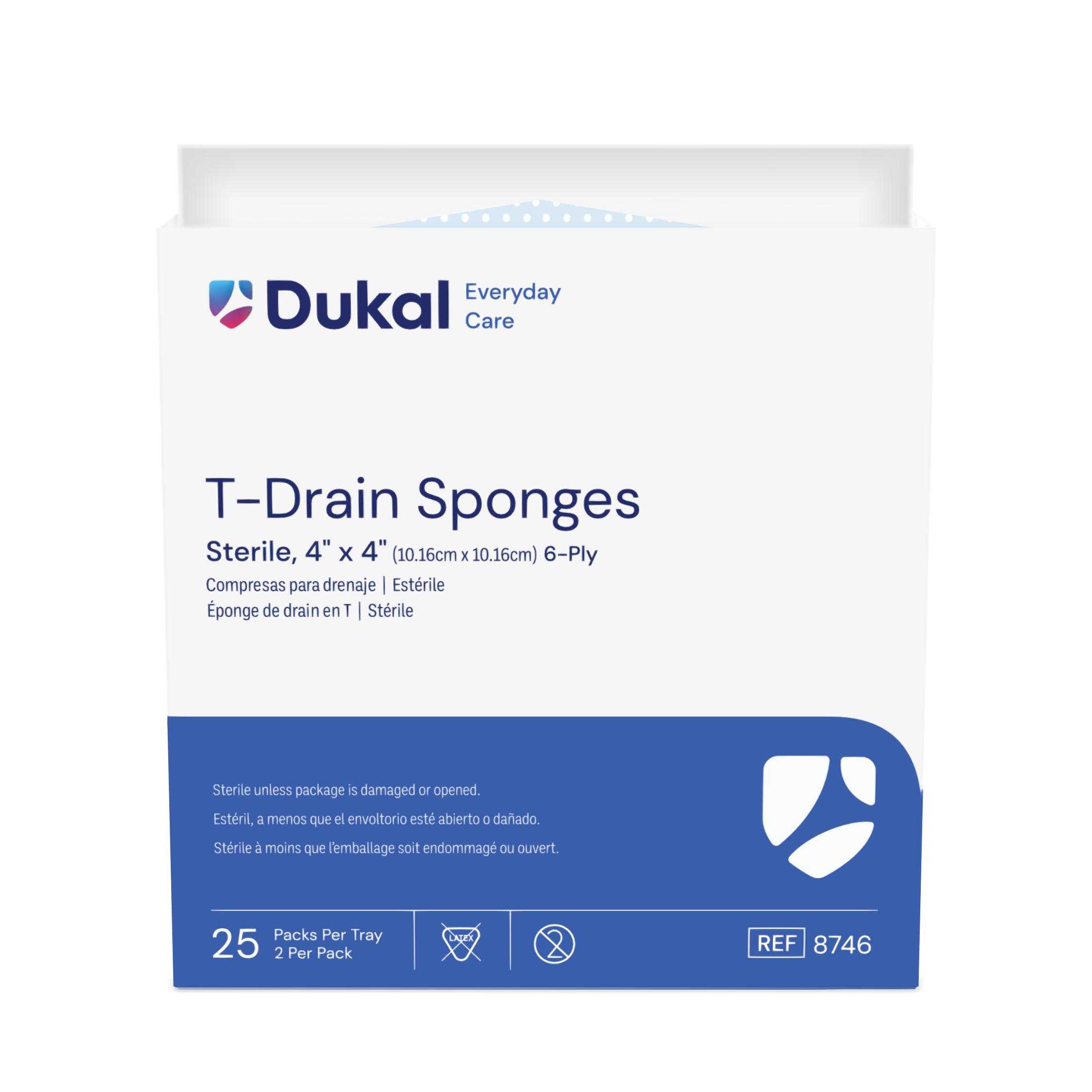 Everyday Care Sterile T-Drain Sponges, 6-Ply, 4