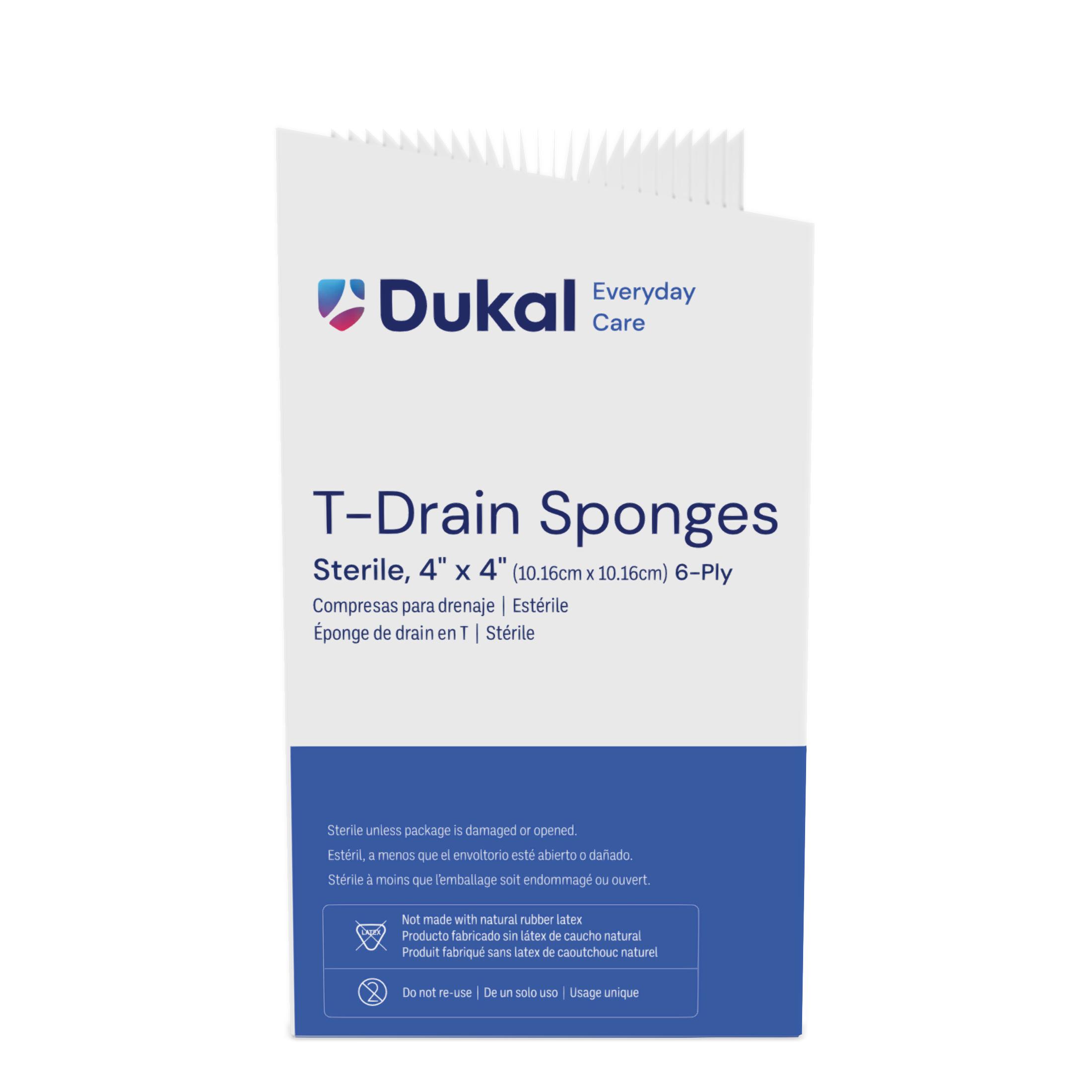 Everyday Care Sterile T-Drain Sponges, 6-Ply, 4