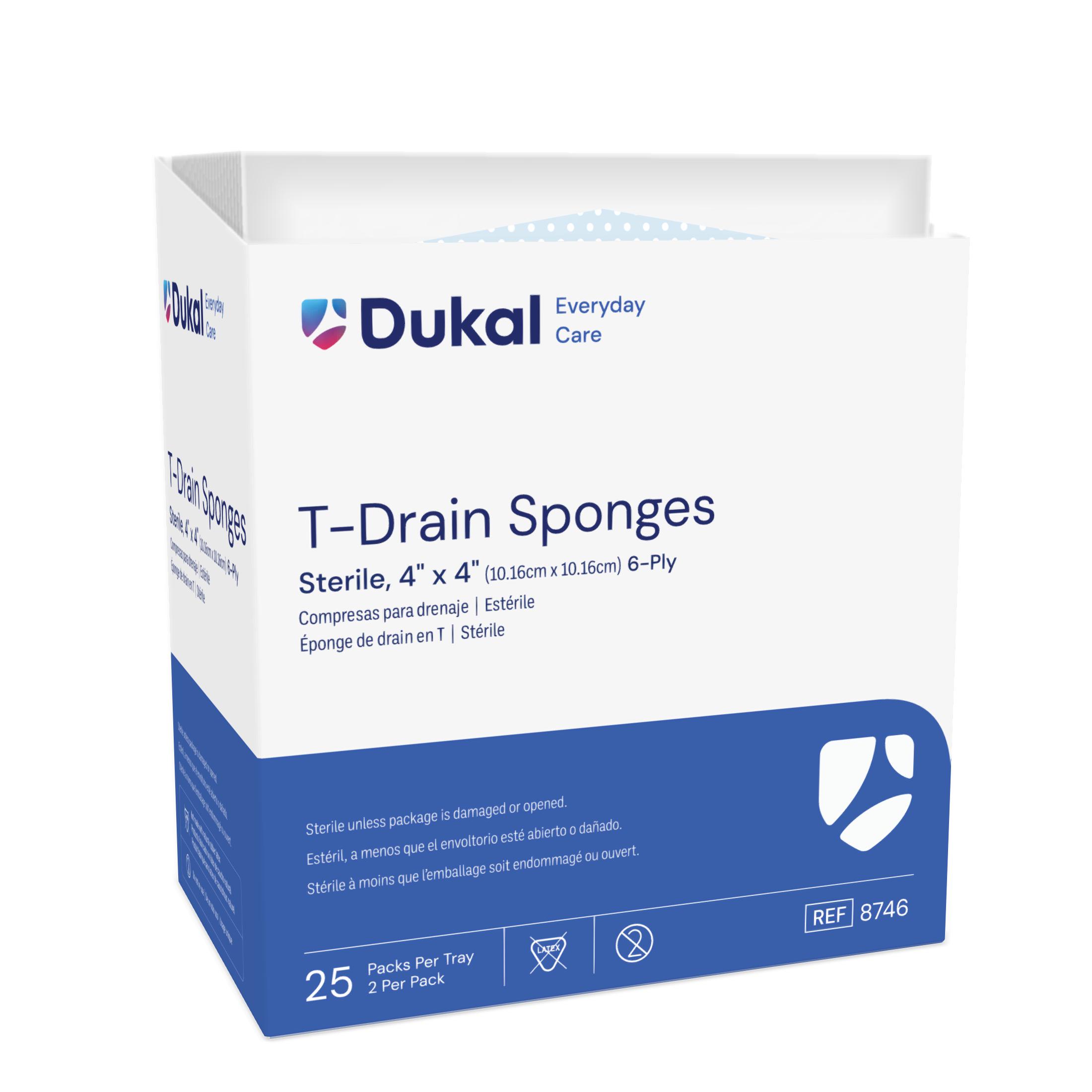 Everyday Care Sterile T-Drain Sponges, 6-Ply, 4