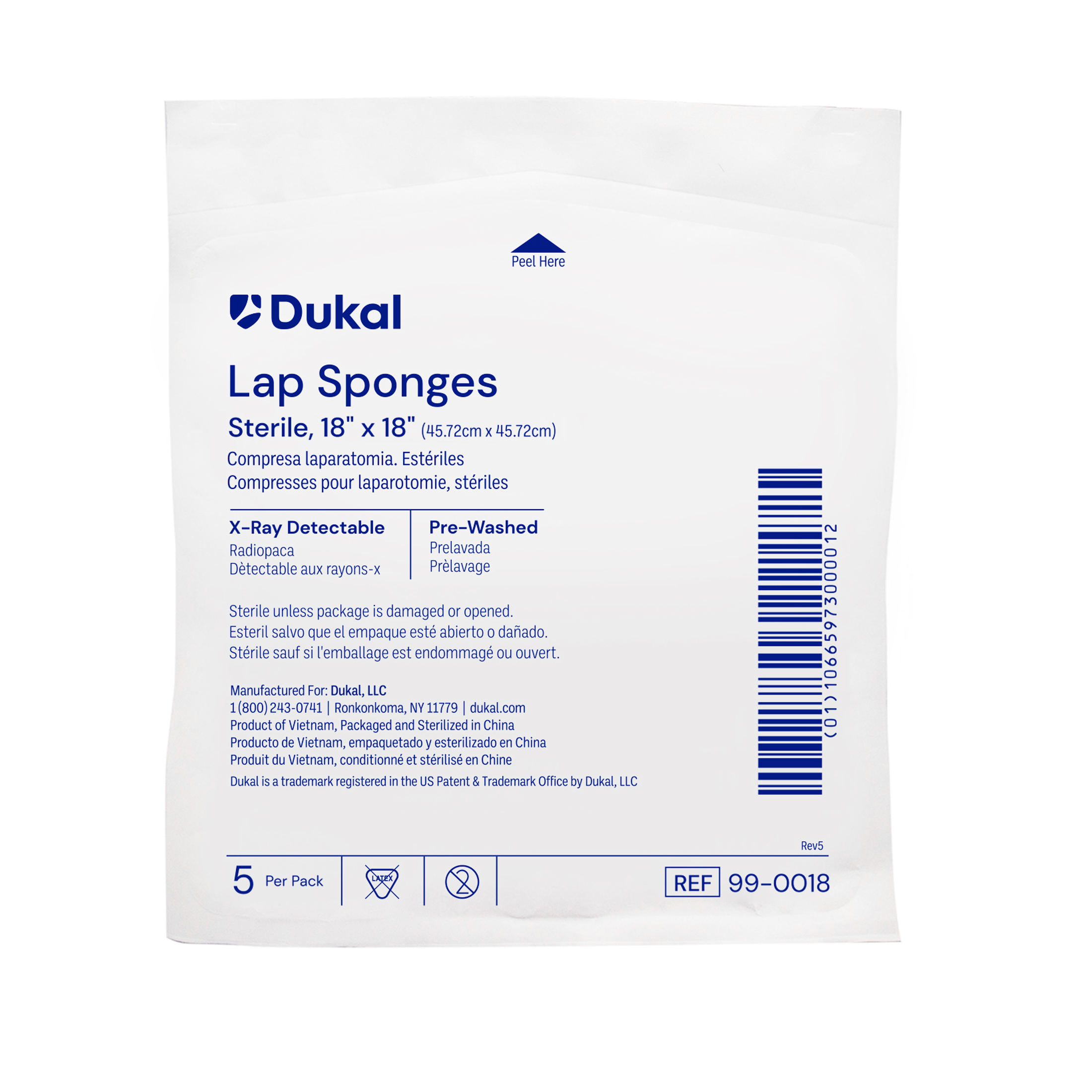 Sterile X-Ray Detectable Laparotomy Sponges, 18