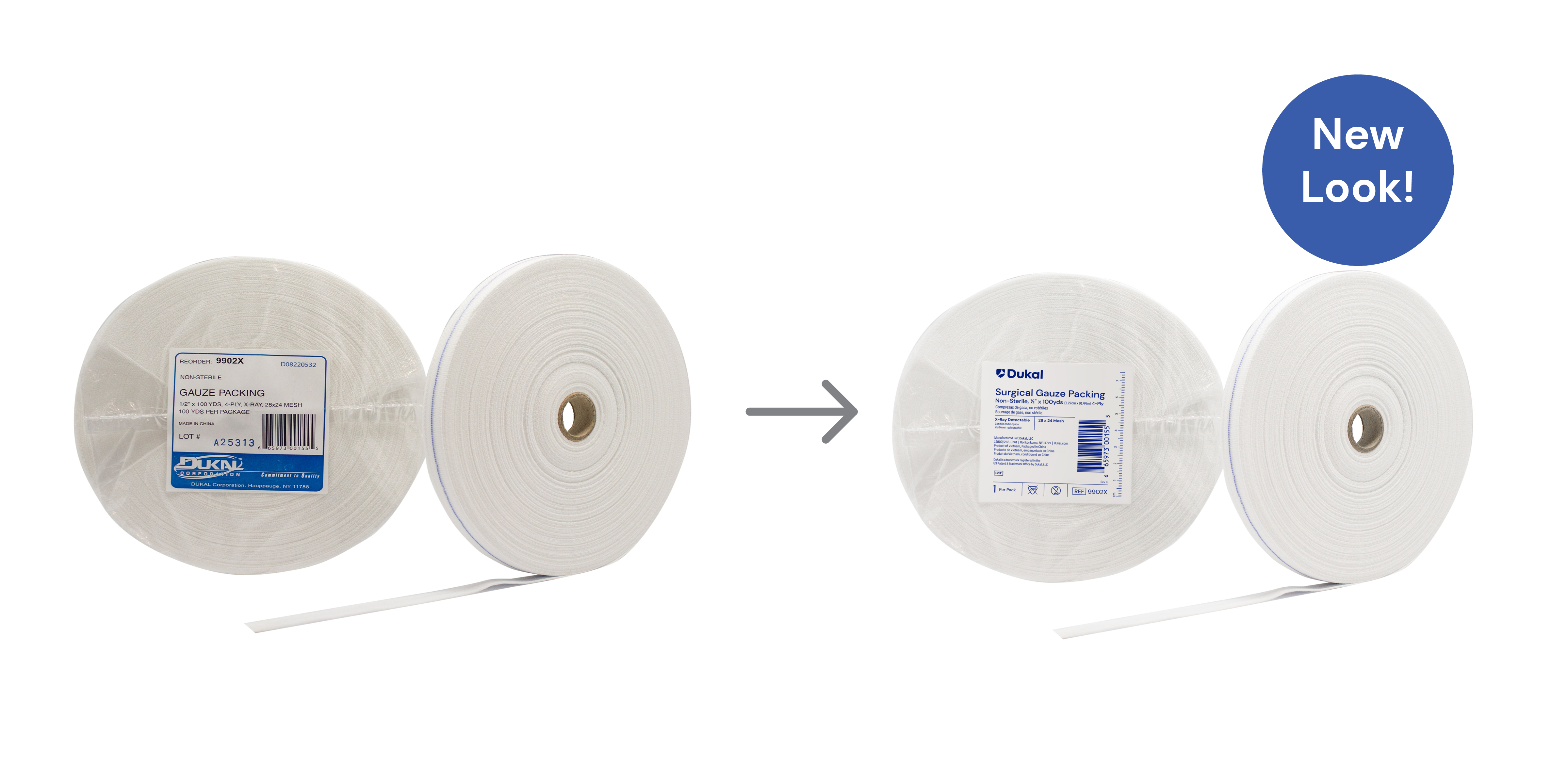 X-Ray Detectable Gauze Packing Roll, 4-Ply, 1/2