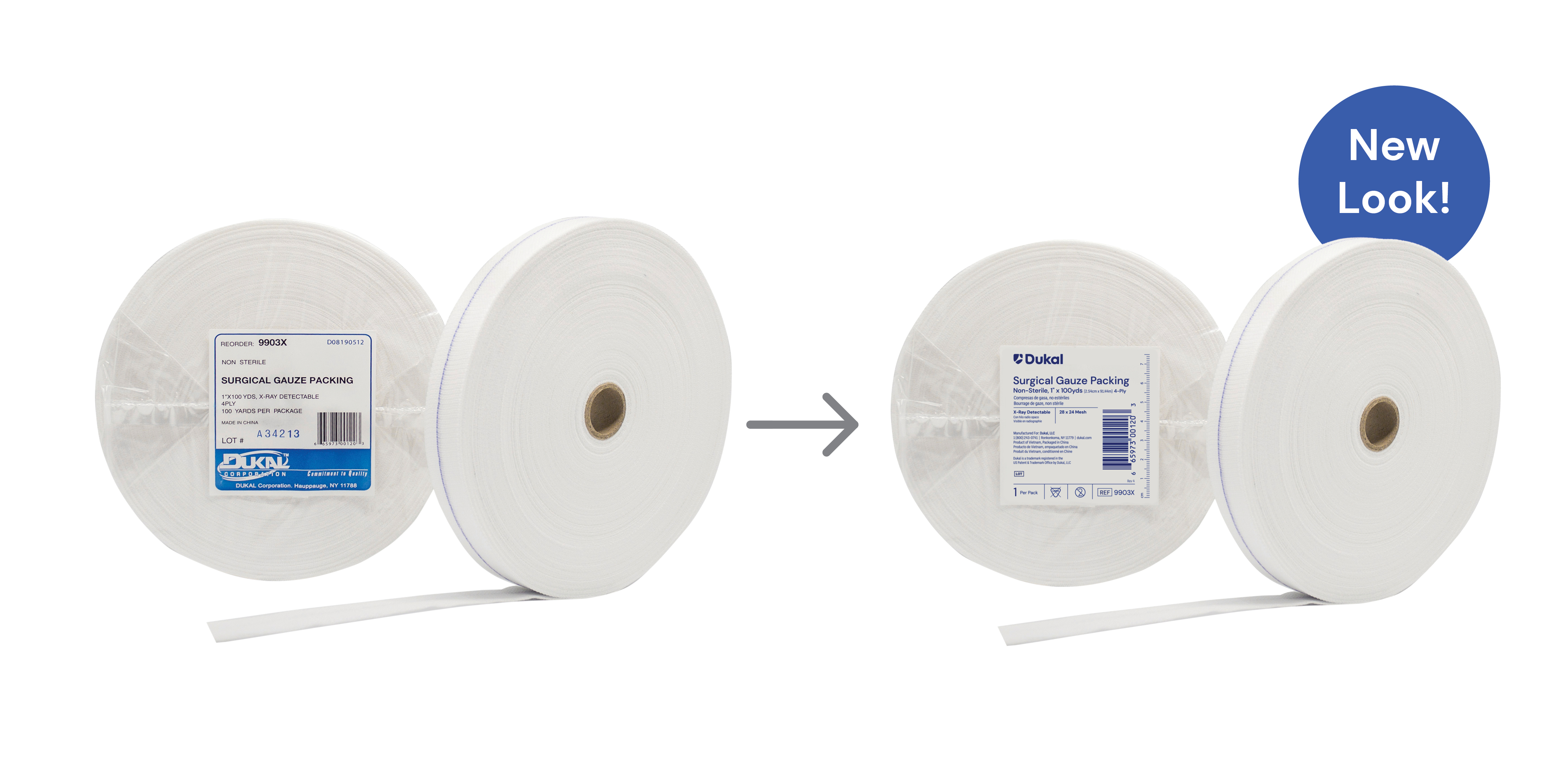 X-Ray Detectable Surgical Gauze Packing Roll, 4-Ply, 1