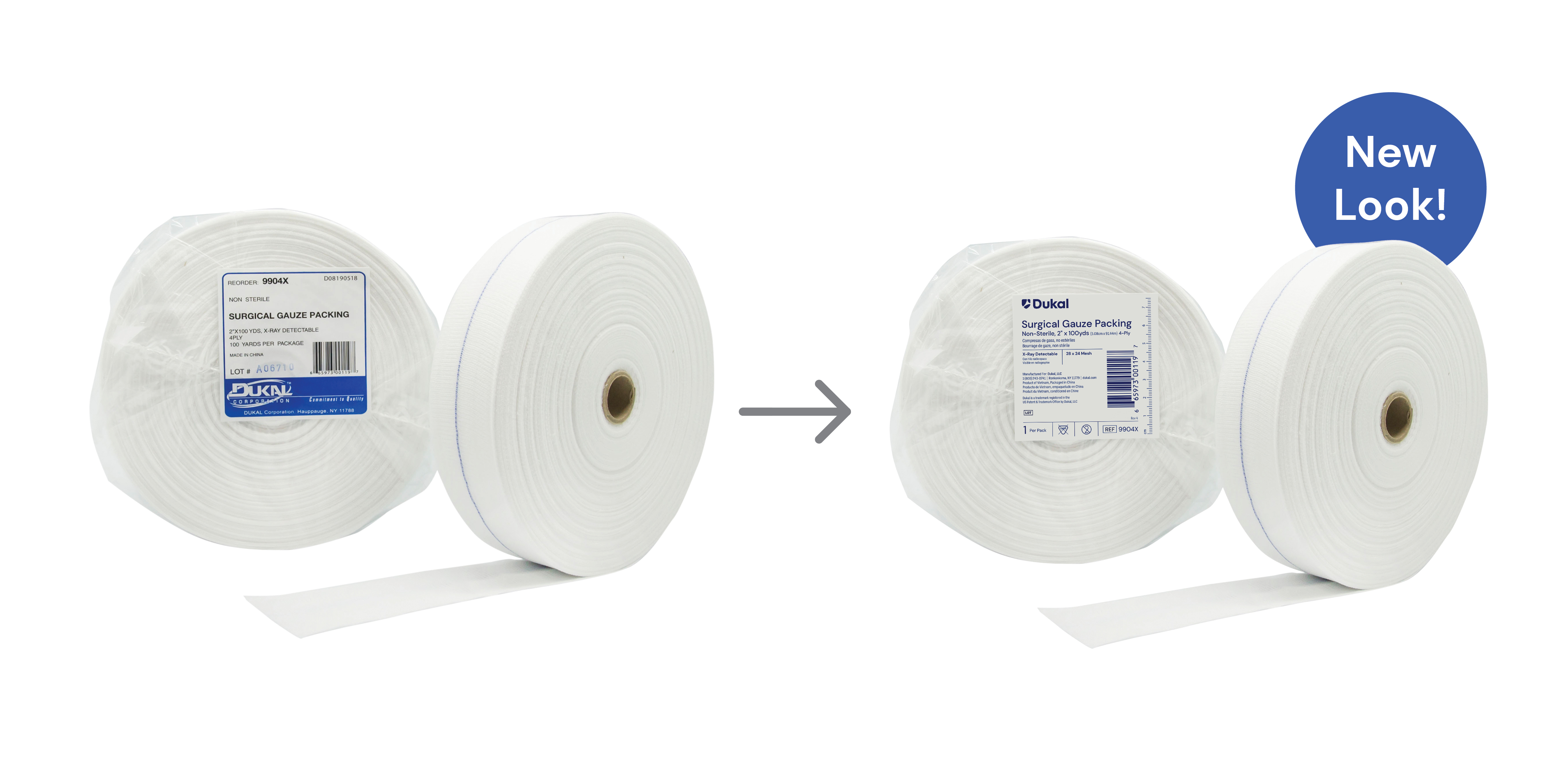 X-Ray Detectable Surgical Gauze Packing Roll, 4-Ply, 2