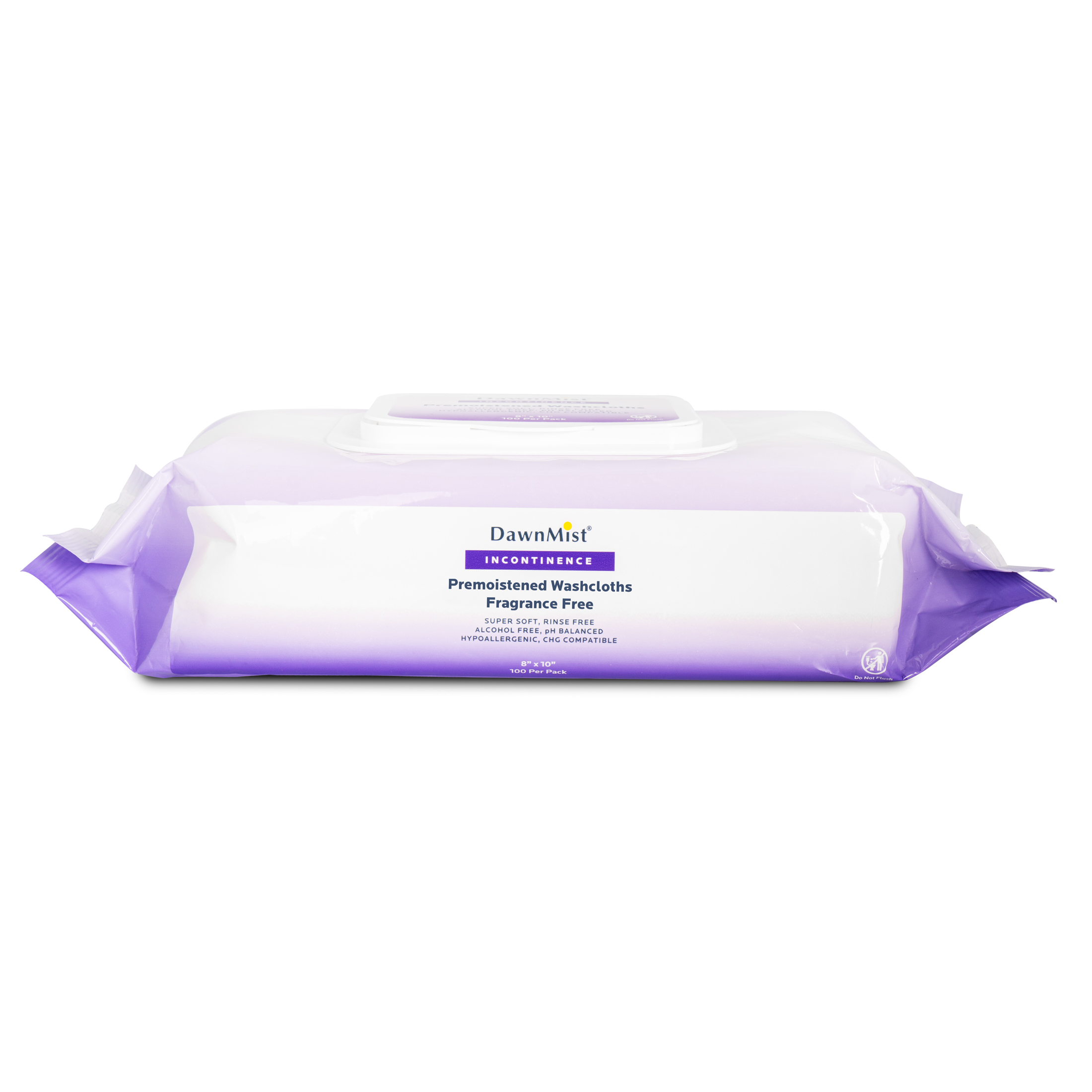 Pre-Moistened Washcloths in Soft Pack with Flip Top Lid,Fragrance Free, 8