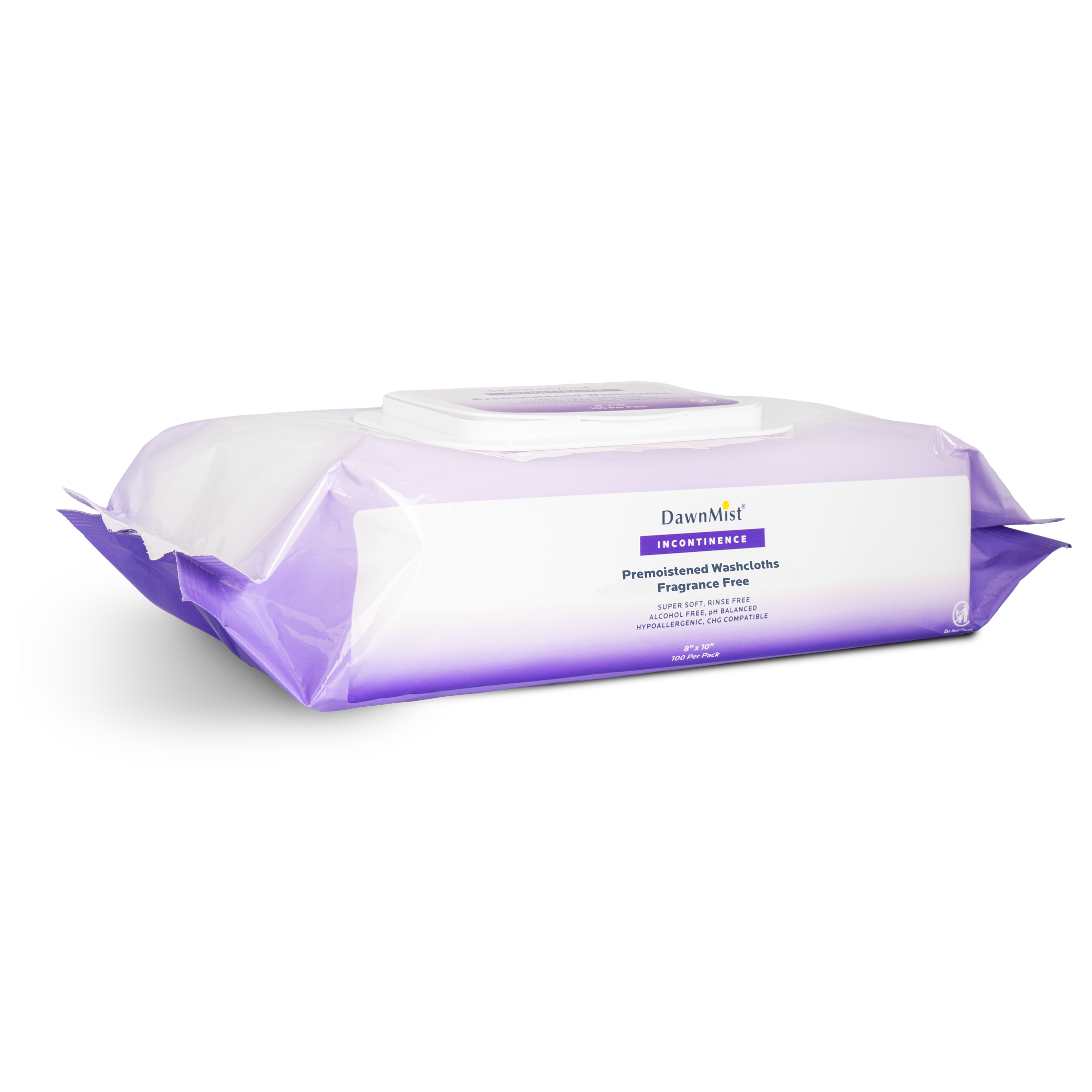 Pre-Moistened Washcloths in Soft Pack with Flip Top Lid,Fragrance Free, 8