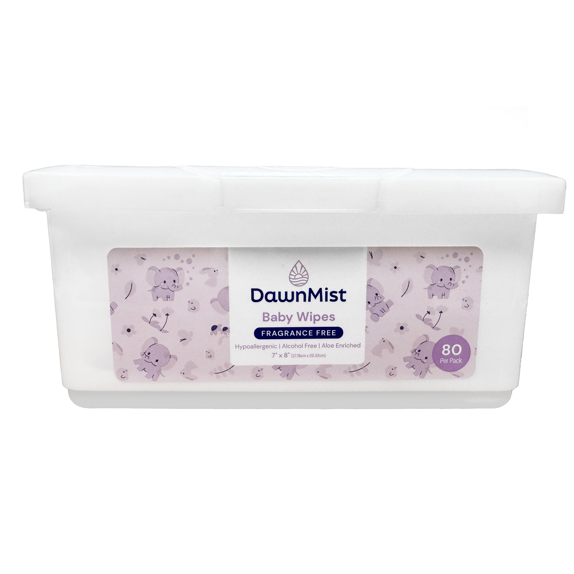 Baby Wipes in Plastic Tub with Flip Top Lid, Unscented, 7