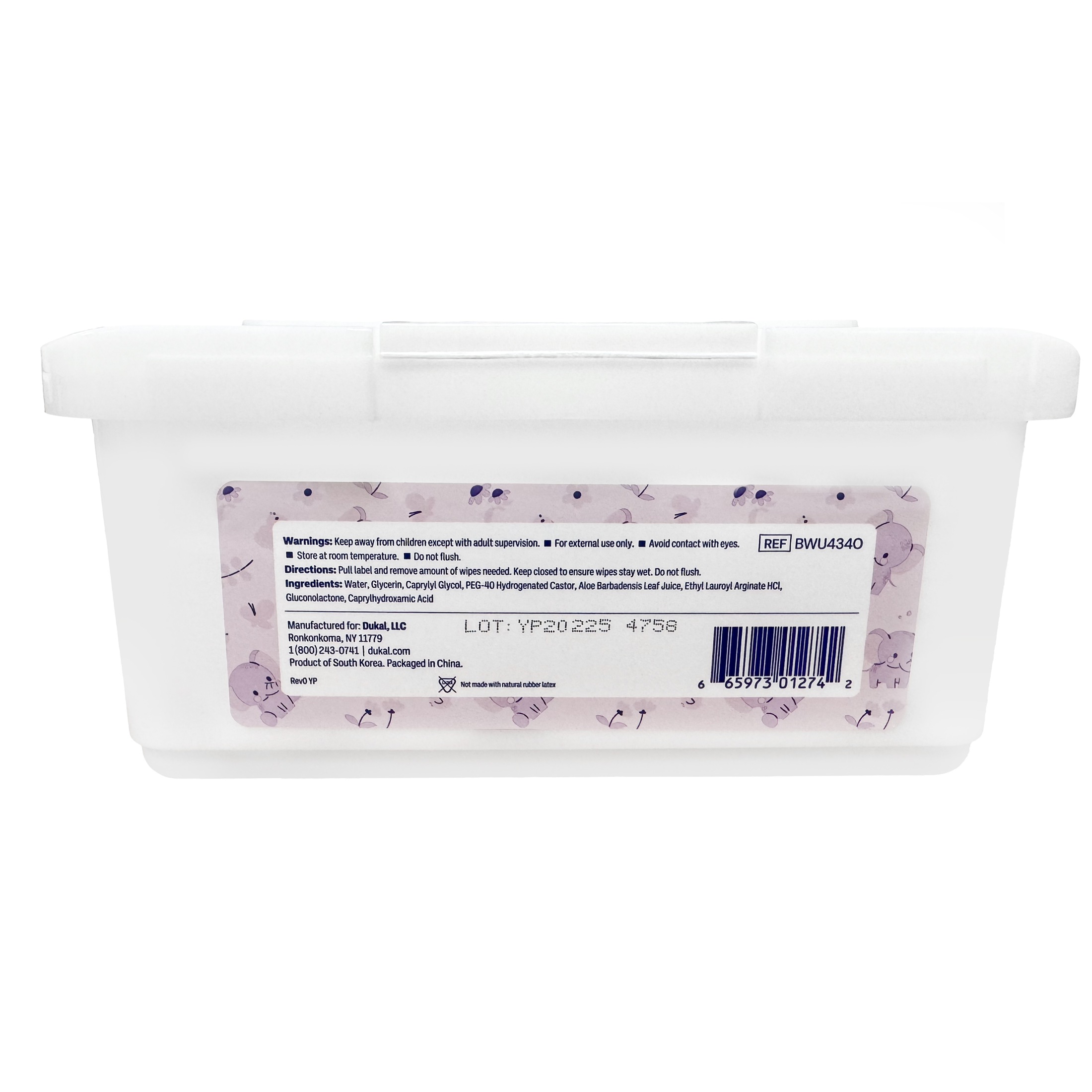 Baby Wipes in Plastic Tub with Flip Top Lid, Unscented, 7