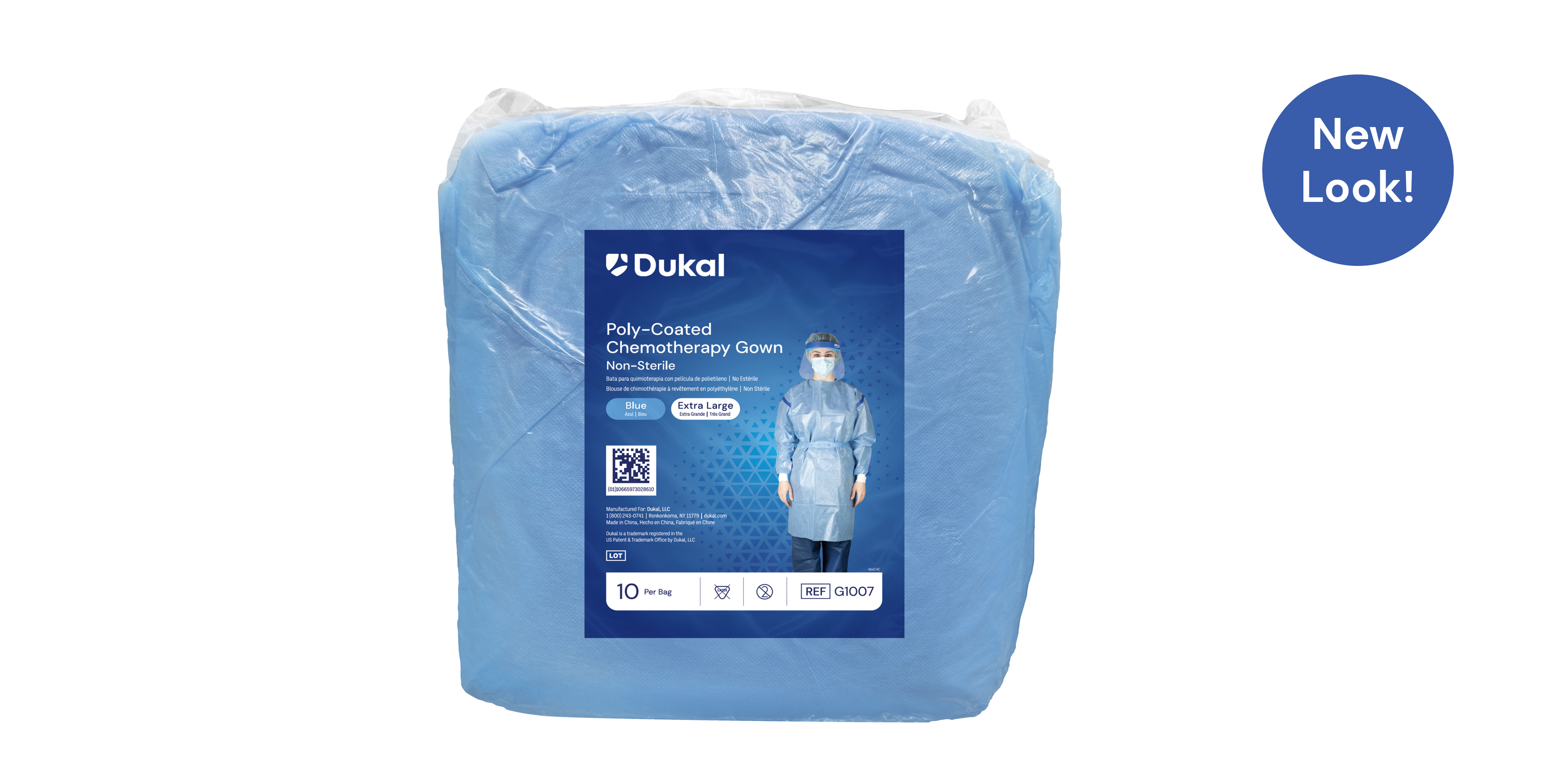 Poly-Coated Chemotherapy Gown, X-Large, Blue