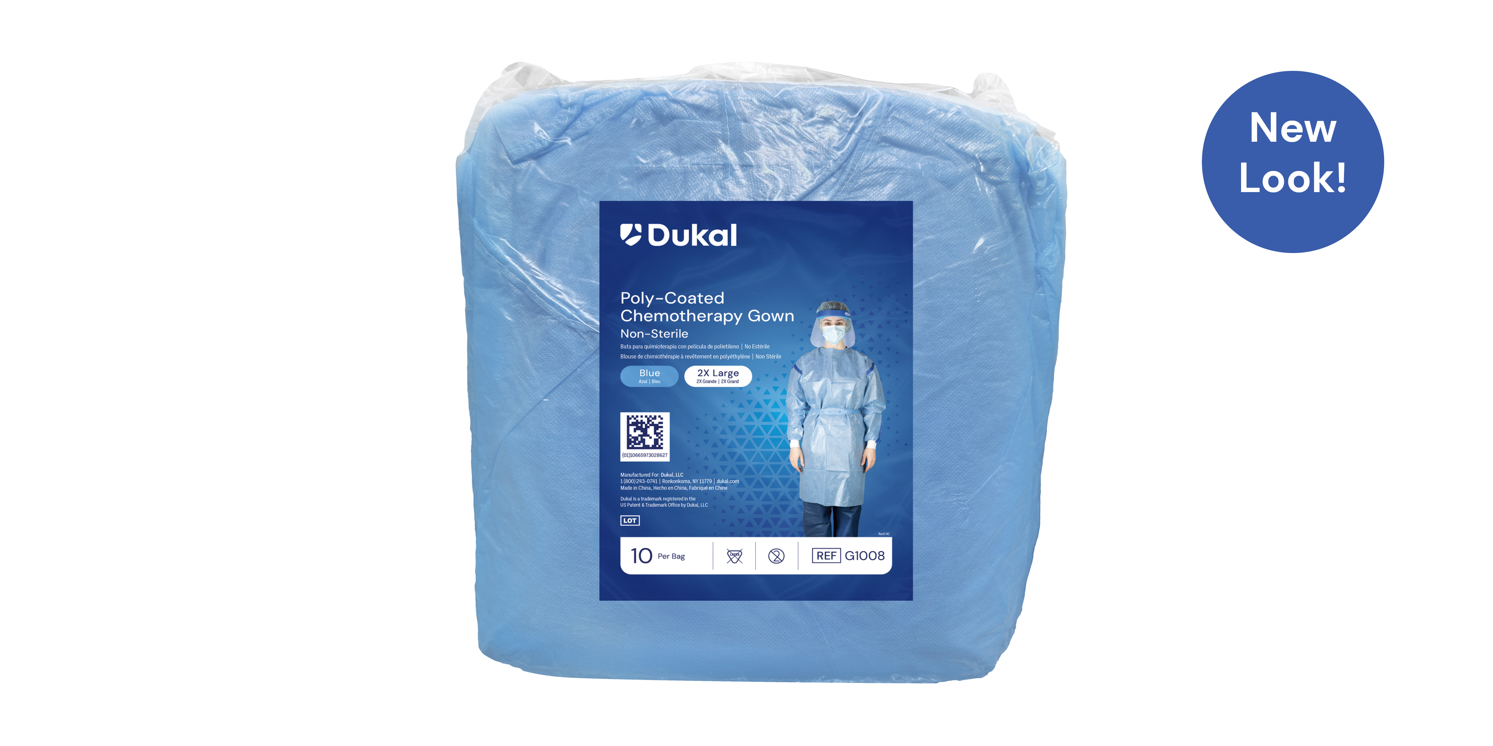 Poly-Coated Chemotherapy Gown, XX-Large, Blue