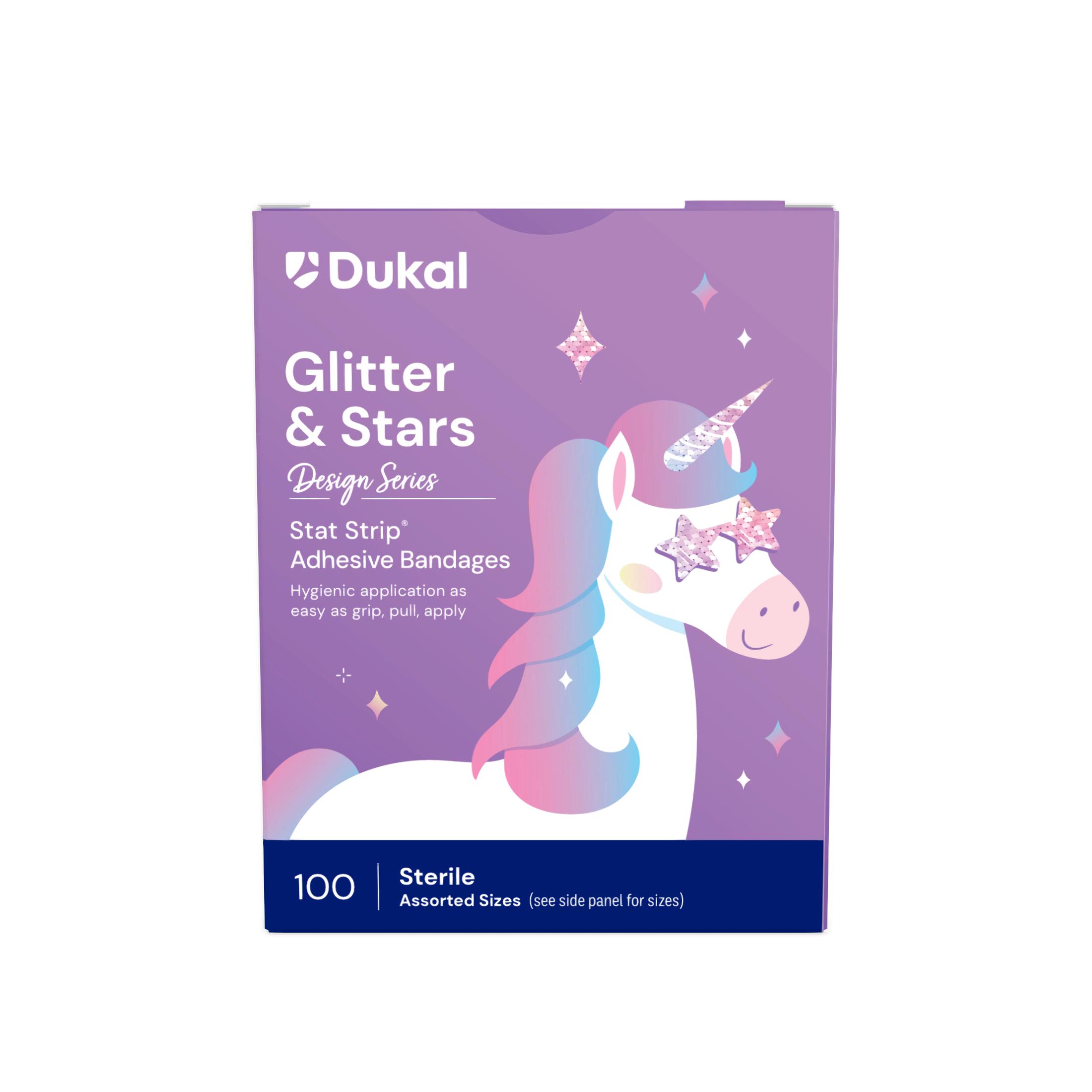 Sterile Design Series Glitter & Stars Adhesive Bandages with Stat Strip®, 3/4