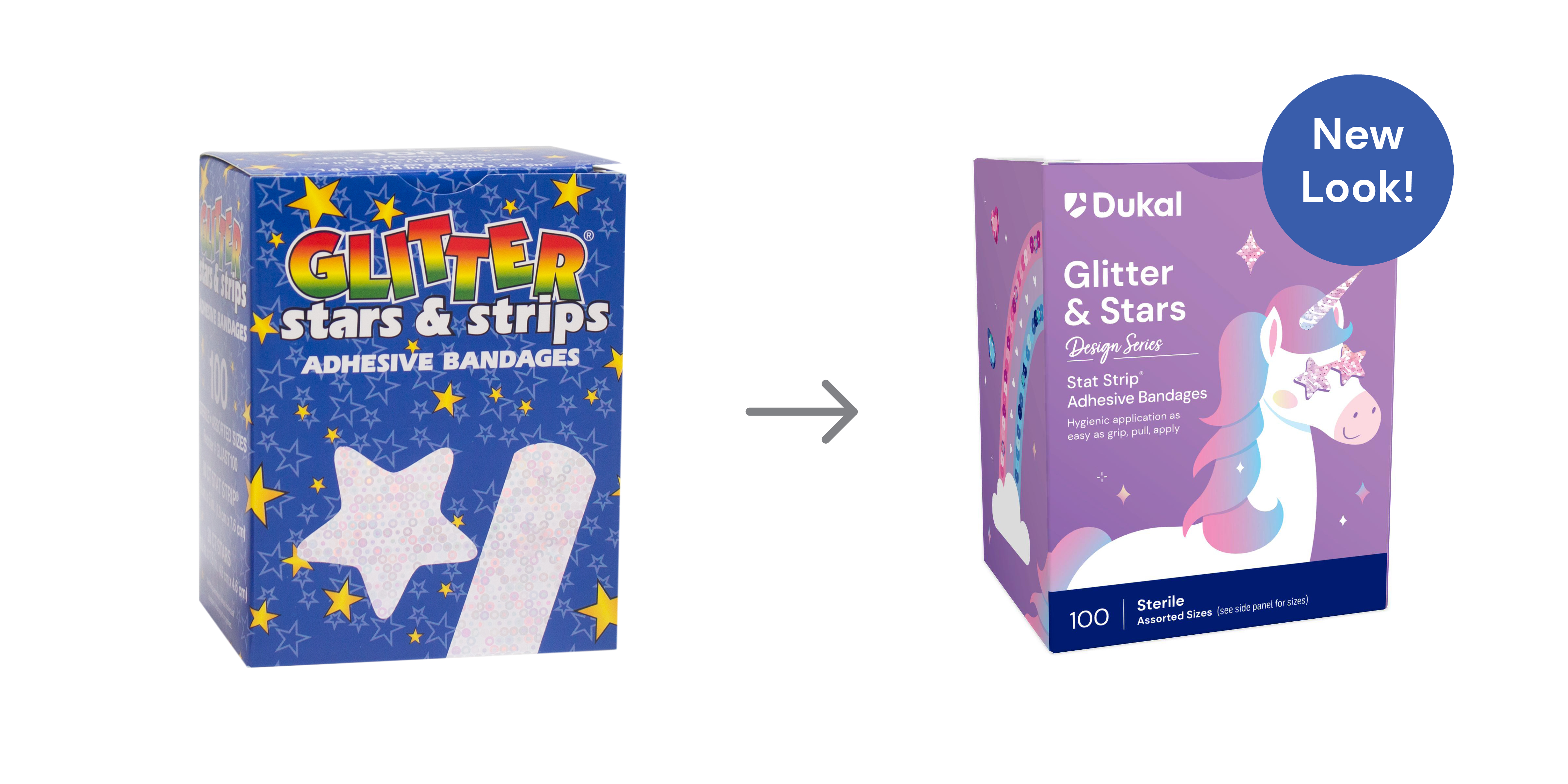 Sterile Design Series Glitter & Stars Adhesive Bandages with Stat Strip®, 3/4